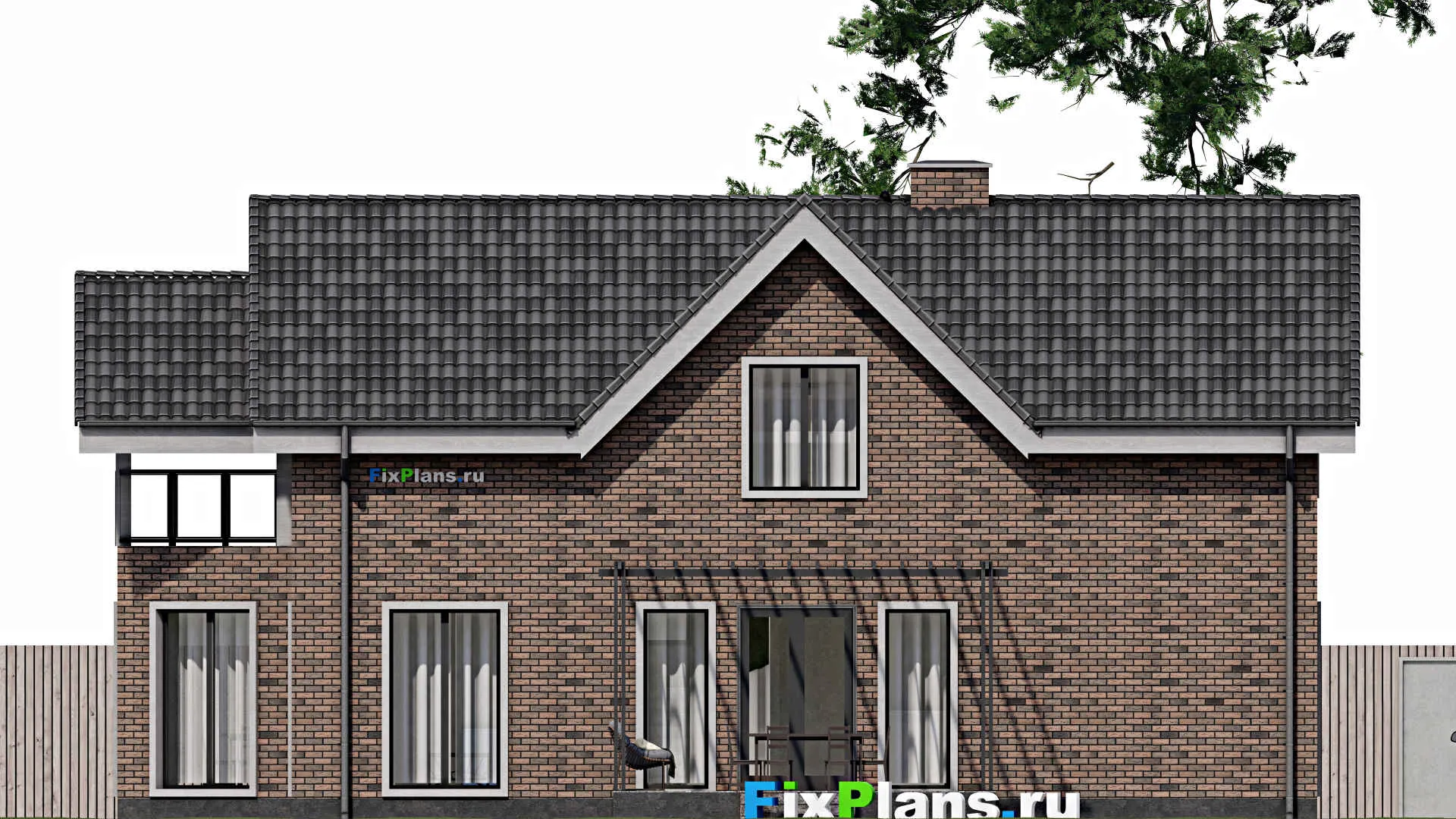 F-1241 - Проект дома с мансардой 9 на 16, площадью 220 м² с террасой, балконом и 4 спальнями