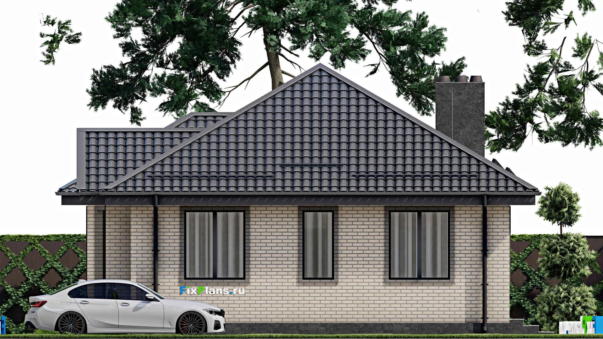 F-3104 - Проект одноэтажного дома 10 на 12, площадью 90 м² с 3 спальнями