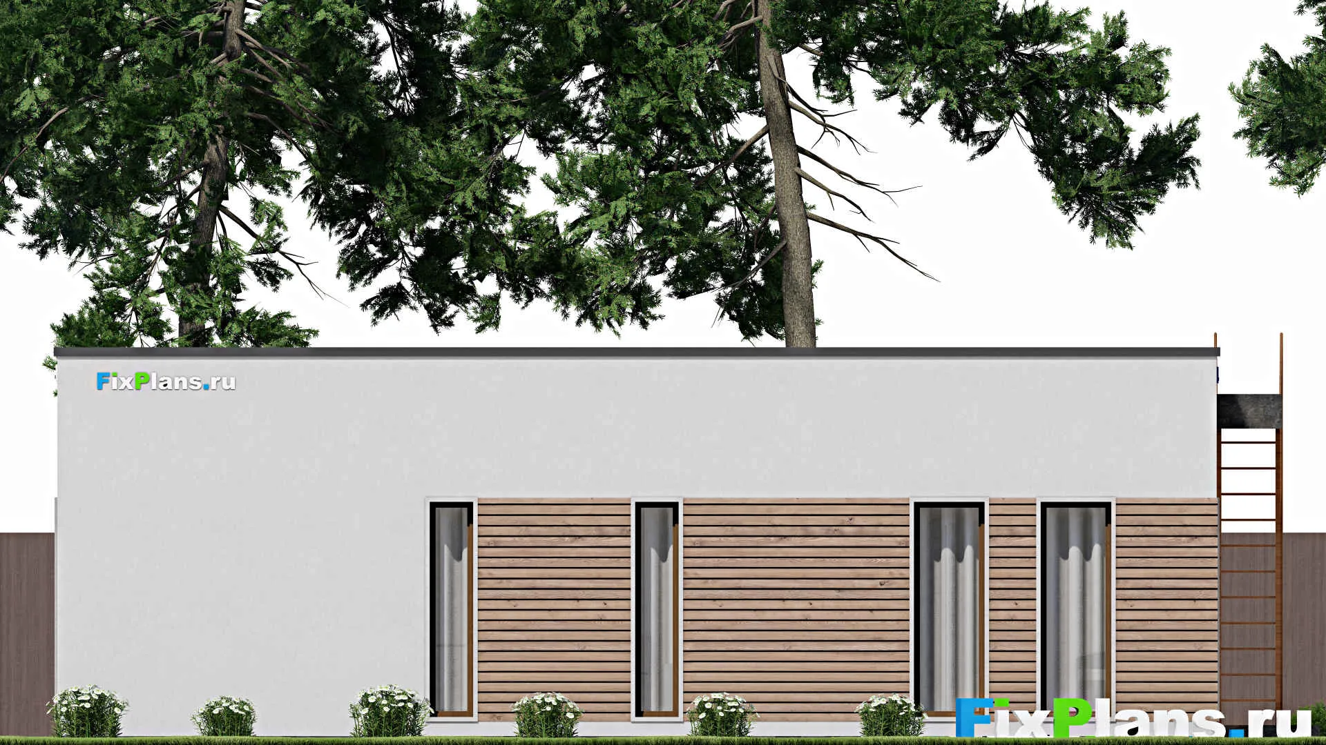 F-8882 - Проект одноэтажного дома 12 на 14, площадью 140 м² с террасой и 2 спальнями