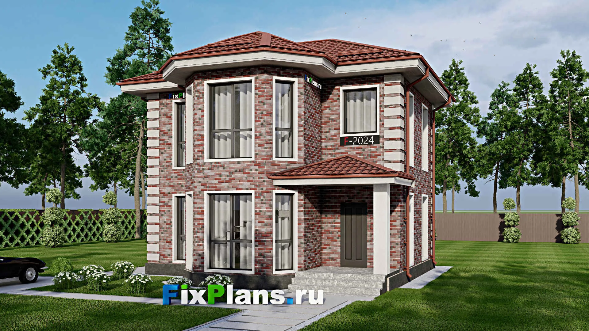 F-2024 - Проект двухэтажного дома 10 на 12, площадью 120 м² с 3 спальнями