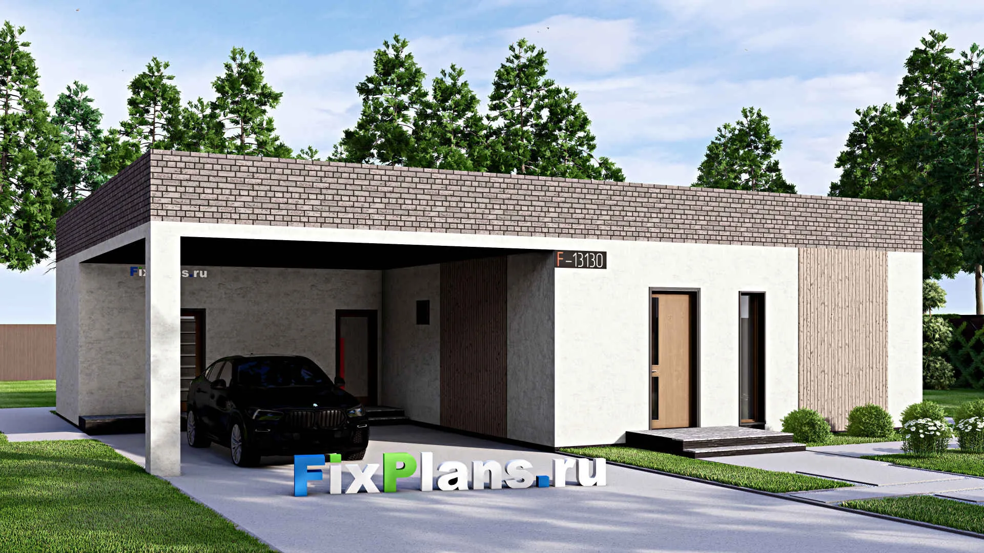 F-13130 - Проект бани 13 на 15, площадью 150 м² с комнатой отдыха, санузлом и спальней