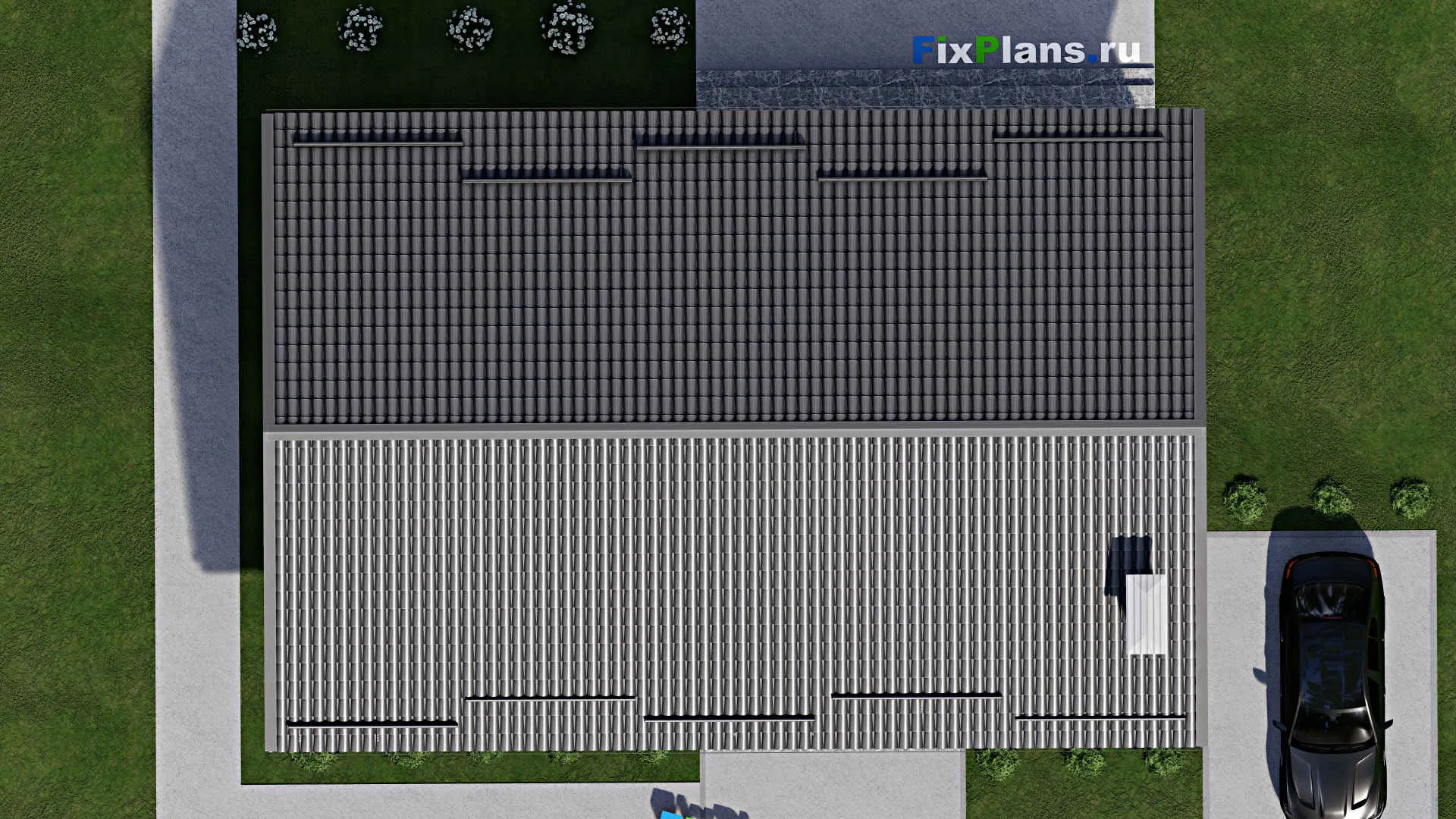 F-4265 - Проект одноэтажного дома 10 на 15, площадью 130 м² с террасой и 4 спальнями