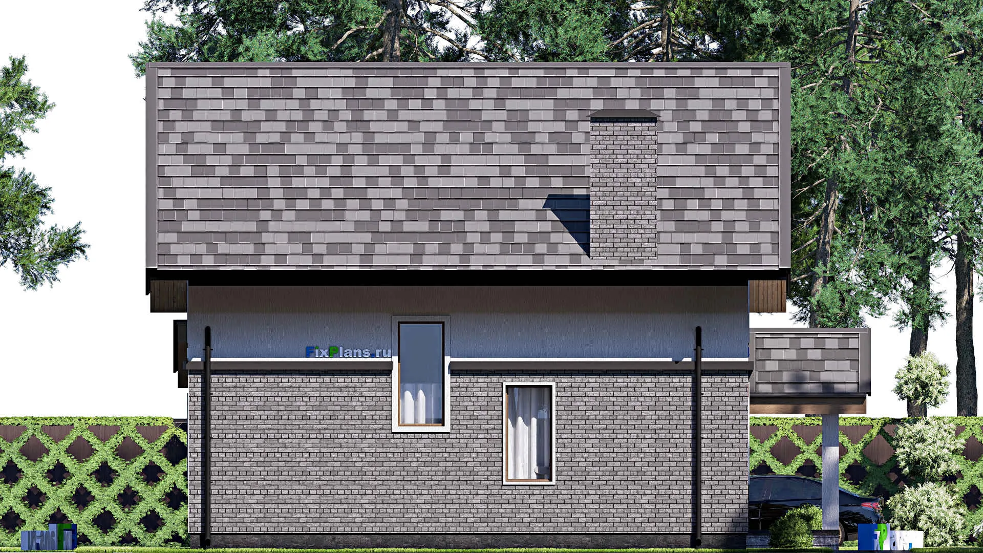 F-17729 - Проект дома с мансардой 12 на 13, площадью 180 м² с террасой и 4 спальнями