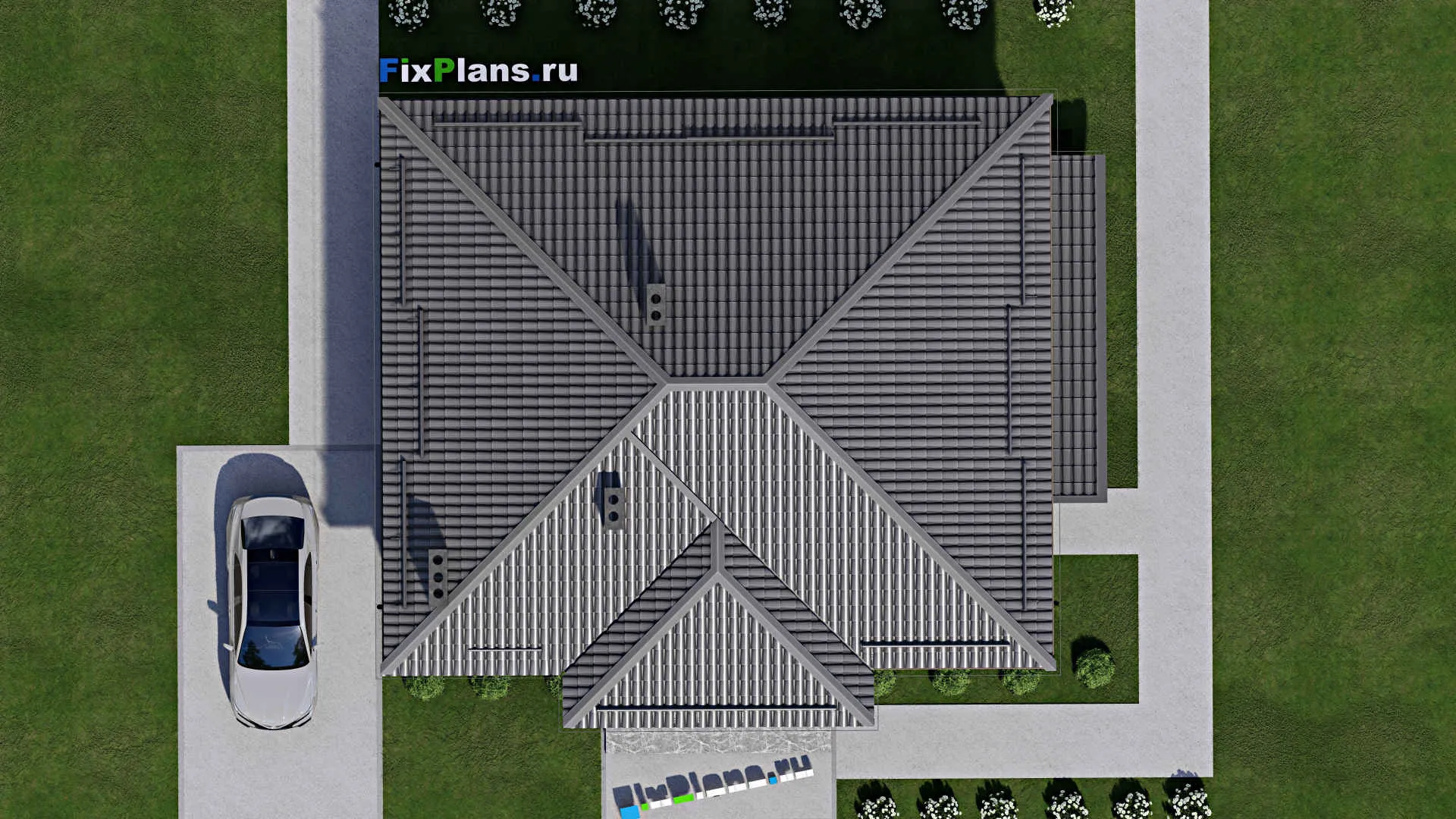 F-3869 - Проект одноэтажного дома 11 на 13, площадью 100 м² с 3 спальнями