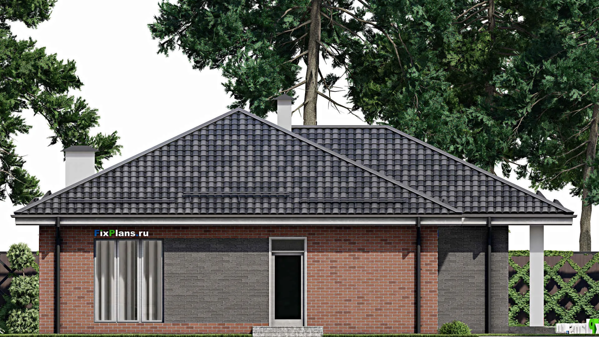 F-5894 - План одноэтажного дома 15 на 18, площадью 170 м² с террасой, баней и 3 спальнями