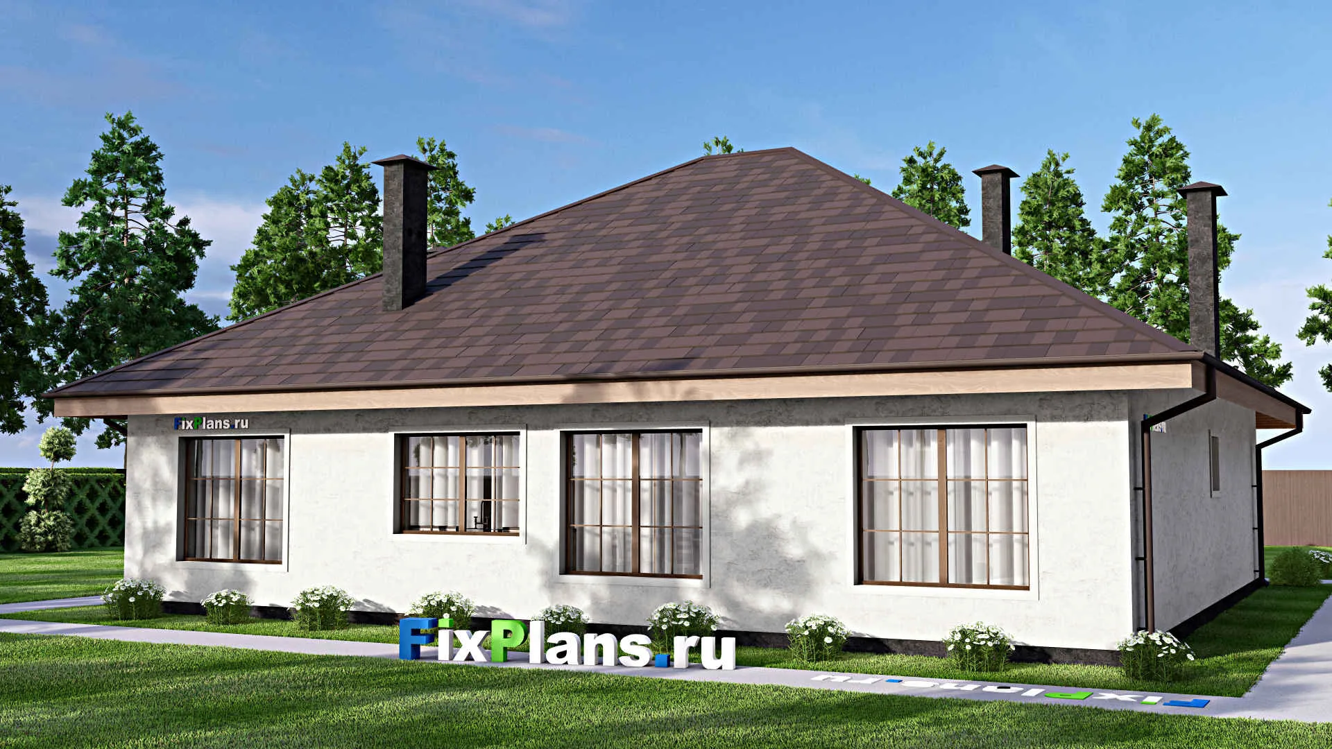 F-13625 - Планы дома с мансардой 14 на 16, площадью 230 м² с балконом и 4 спальнями