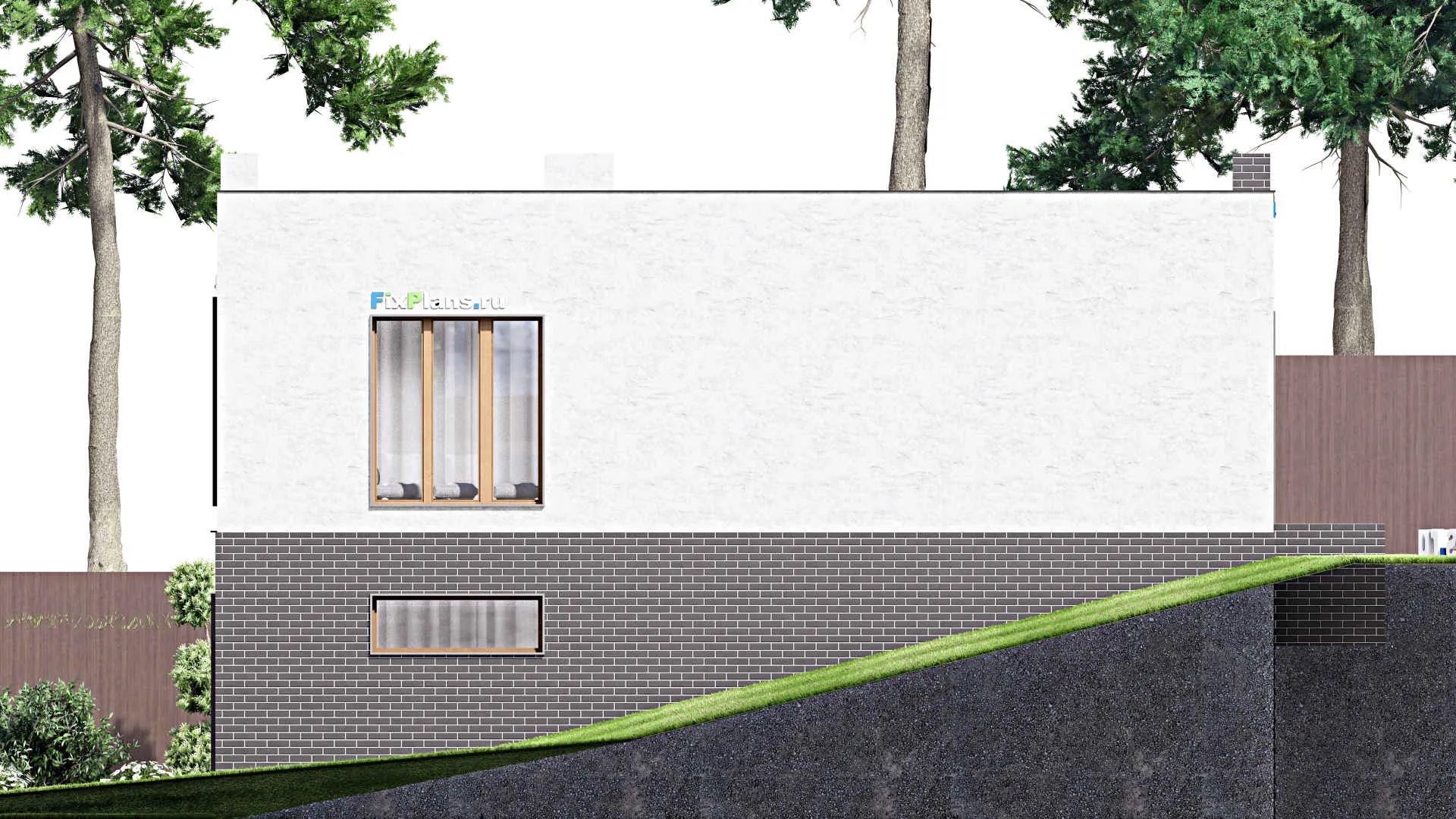 F-3527 - План одноэтажного дома 10 на 14, площадью 210 м² с террасой, цокольным этажом, баней и 2 спальнями