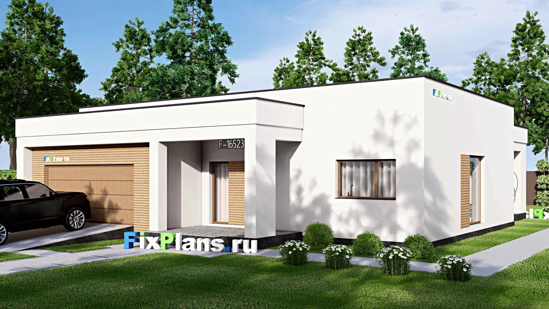 F-16523 - Проект одноэтажного дома 16 на 17, площадью 210 м² с 4 спальнями