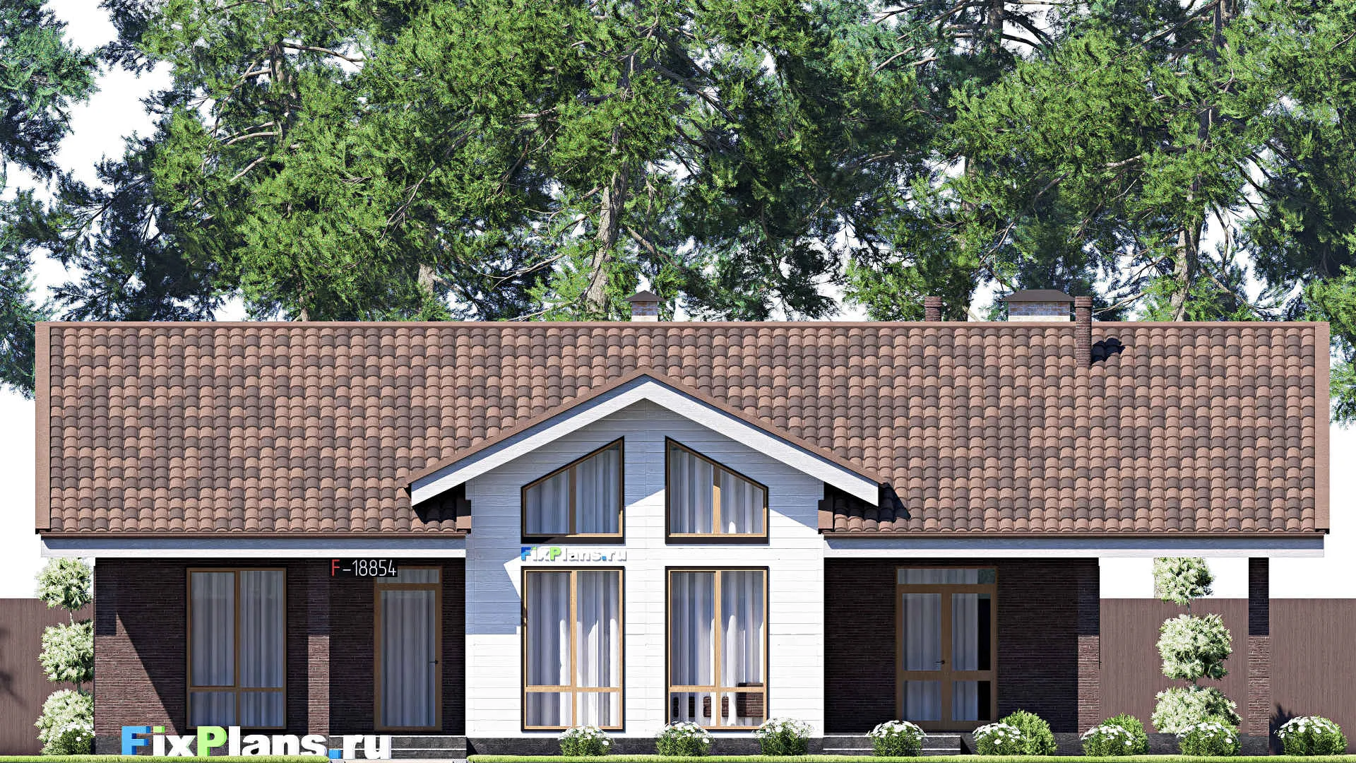 F-18854 - Проект одноэтажного дома 12 на 18, площадью 160 м² с террасой и 3 спальнями