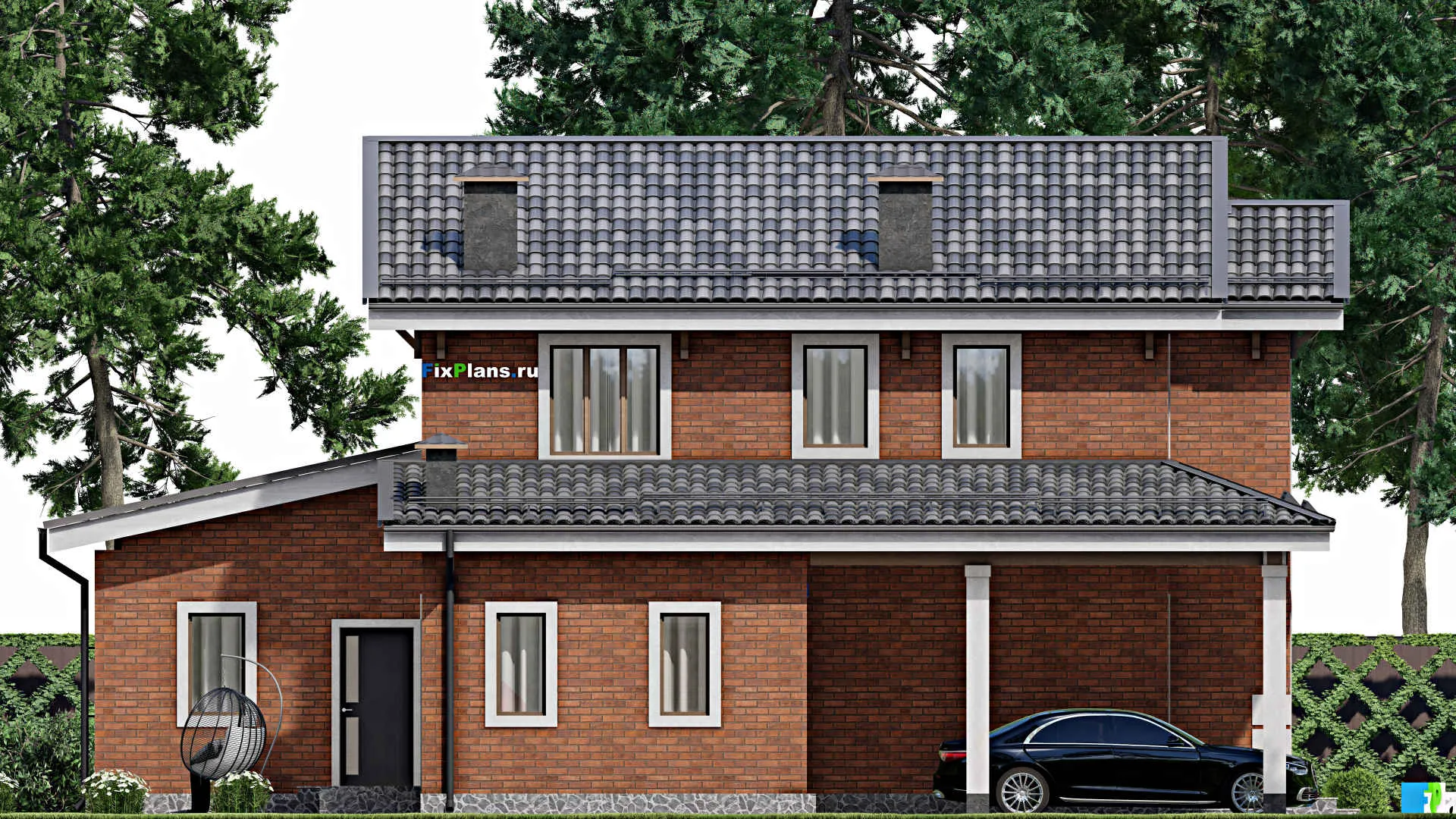 F-7280 - Проект двухэтажного дома 12 на 16, площадью 190 м² с баней и 4 спальнями