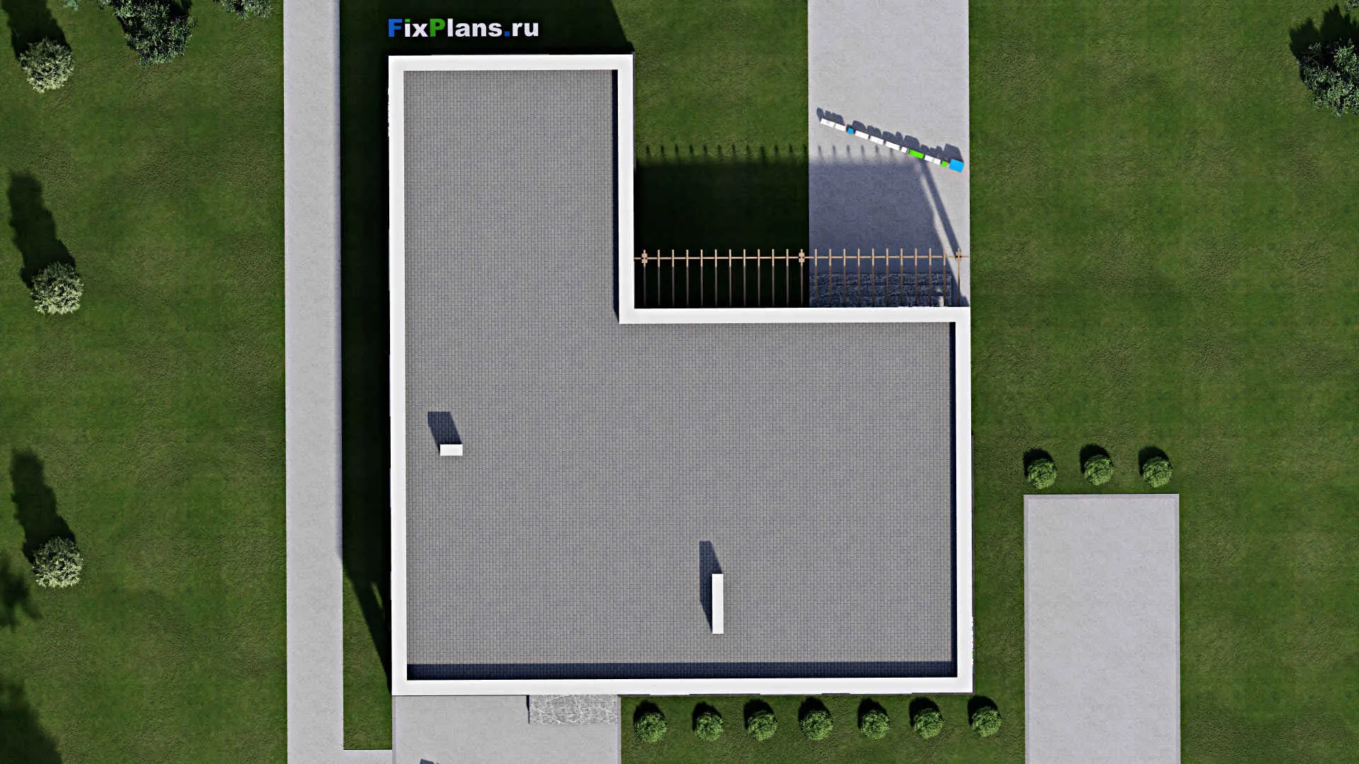 F-12392 - Проект одноэтажного дома 16 на 18, площадью 180 м² с террасой и 3 спальнями