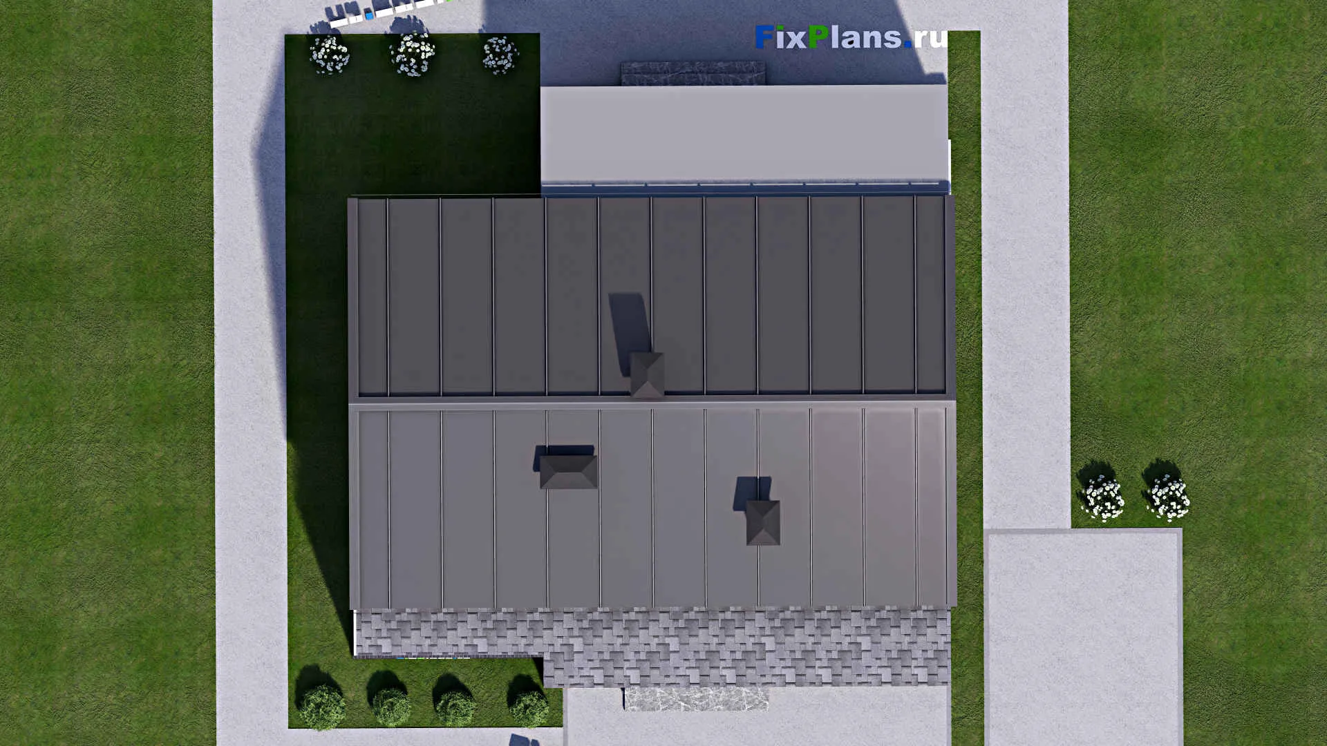 F-16037 - Проект одноэтажного дома 13 на 13, площадью 130 м² с террасой и 2 спальнями