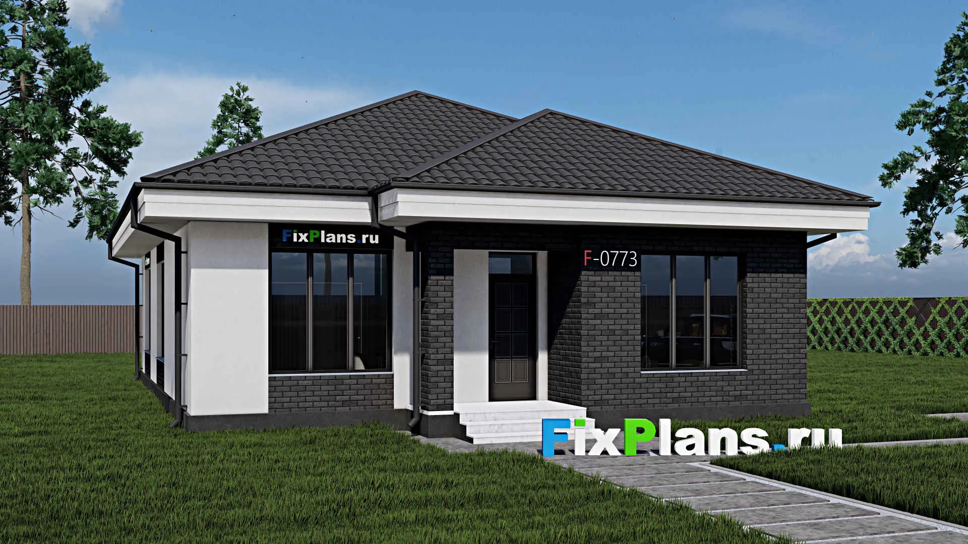 F-0773 - Проект одноэтажного дома 11 на 14, площадью 110 м² с 3 спальнями