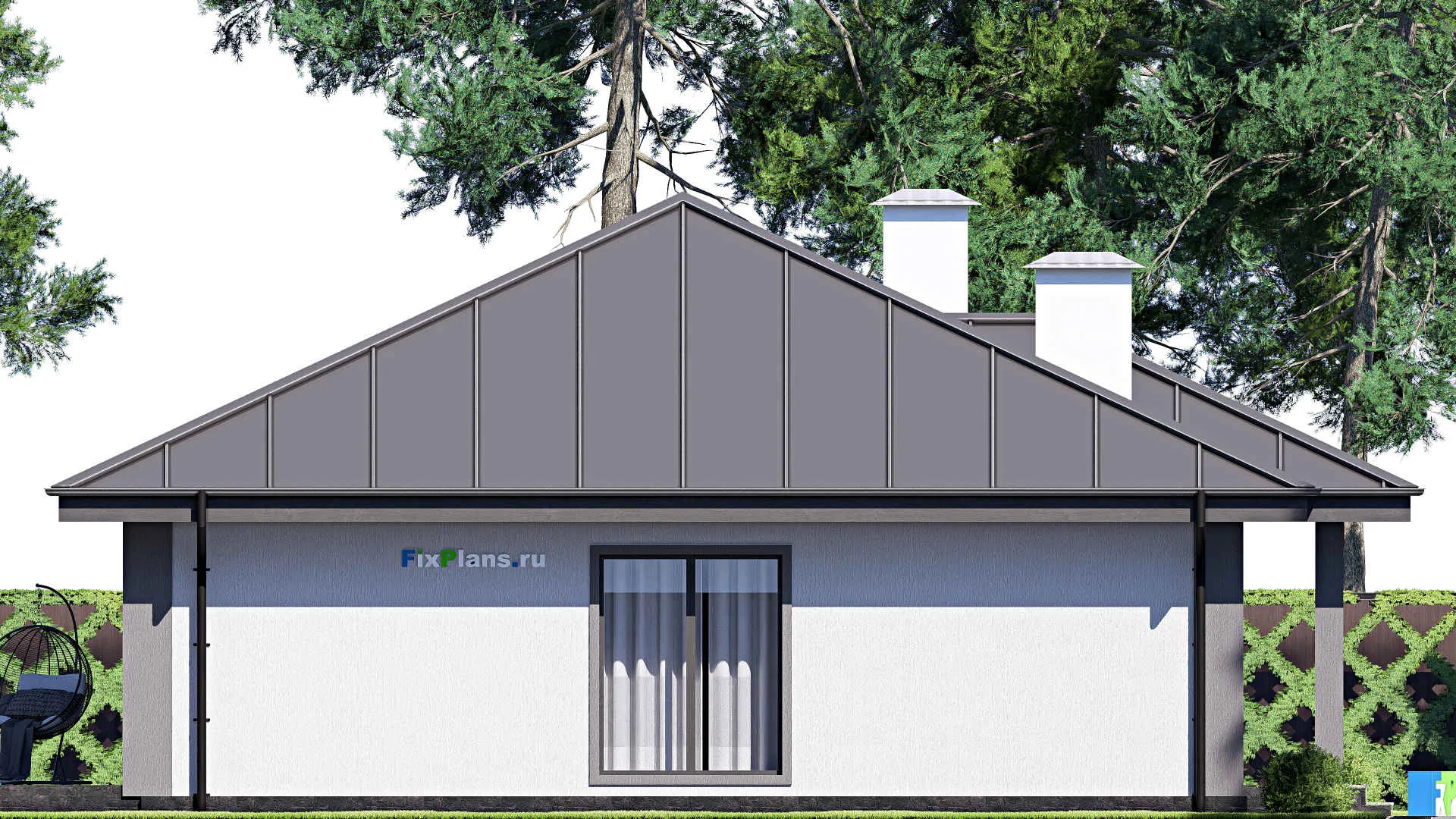 F-17918 - План одноэтажного дома 15 на 16, площадью 170 м² с террасой и 3 спальнями