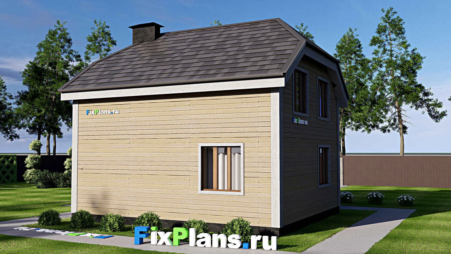 F-17477 - Планы дома с мансардой 9 на 9, площадью 90 м² с 4 спальнями