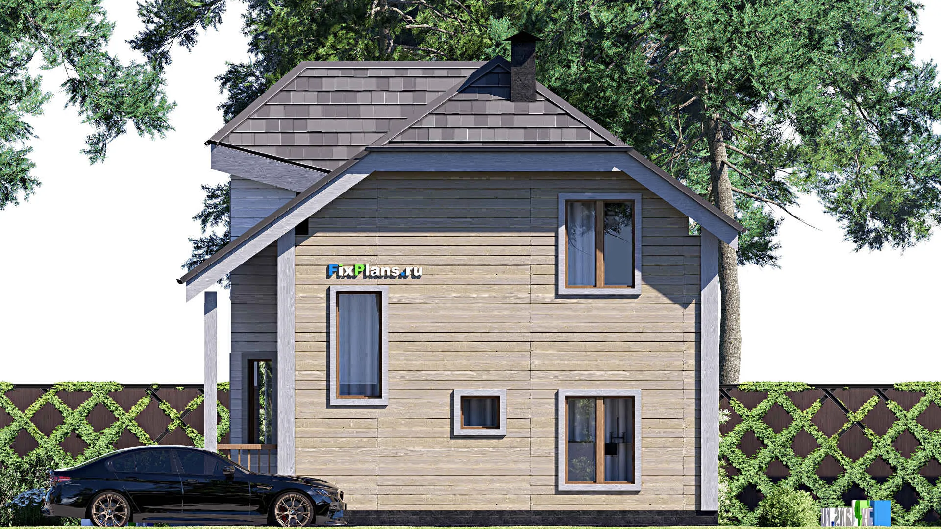 F-17477 - Планы дома с мансардой 9 на 9, площадью 90 м² с 4 спальнями