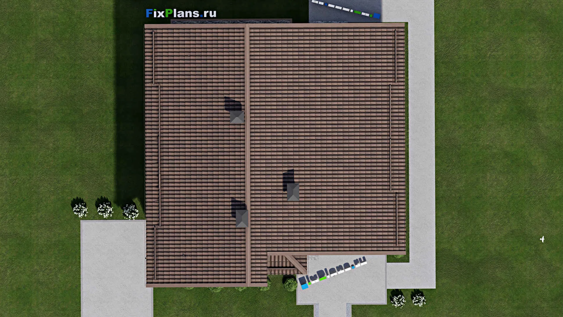 F-9224 - Проект дома с мансардой 13 на 13, площадью 210 м² с террасой, балконом и 3 спальнями