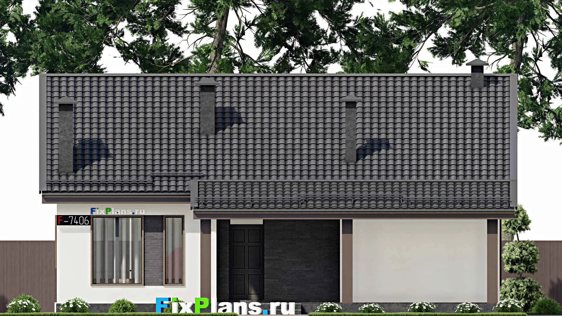 F-7406 - Проект одноэтажного дома 12 на 13, площадью 120 м² с 3 спальнями