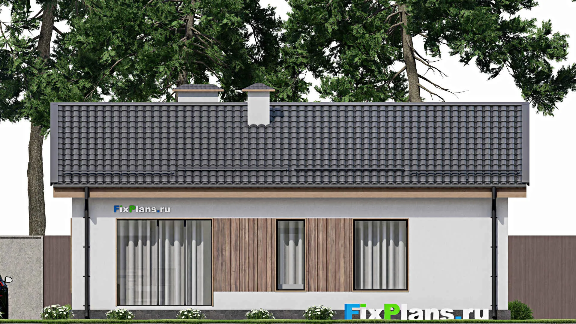 F-10466 - План одноэтажного дома 10 на 12, площадью 80 м² с 3 спальнями