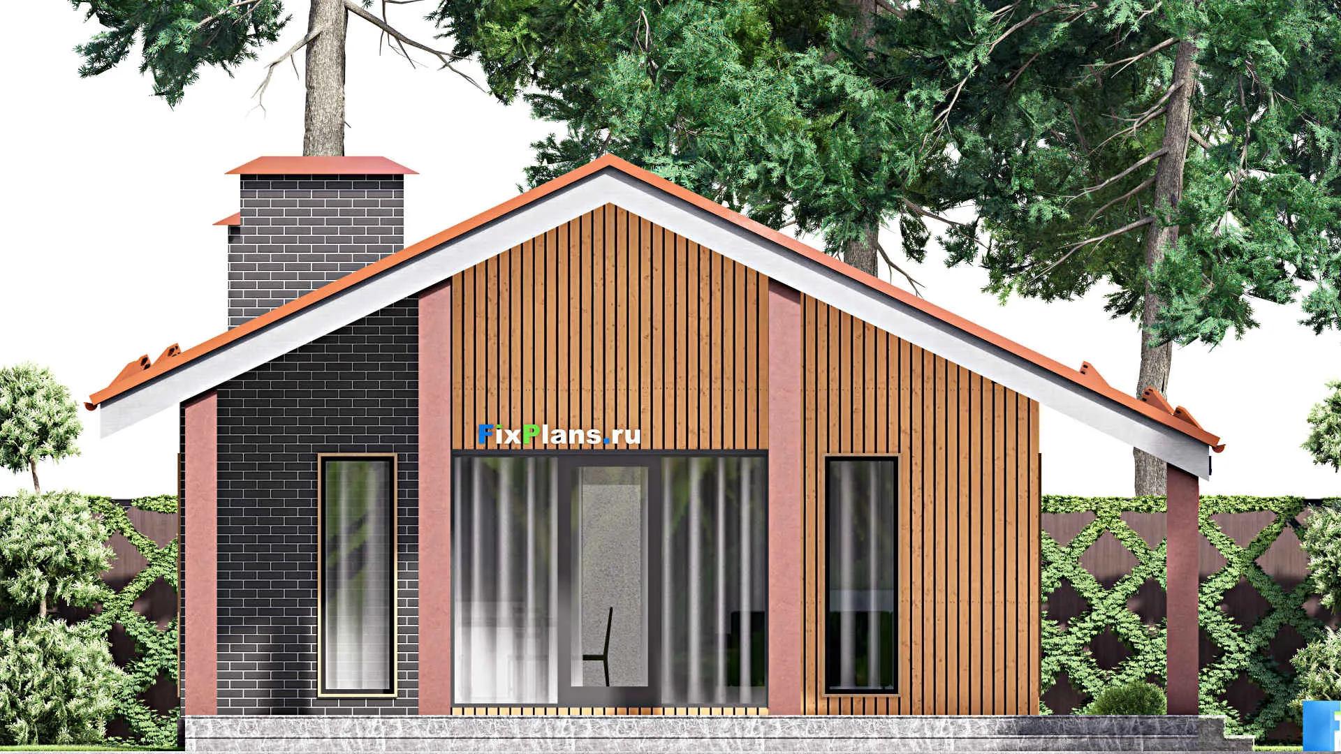 F-13751 - Проект одноэтажного дома 10 на 17, площадью 130 м² с террасой и 3 спальнями