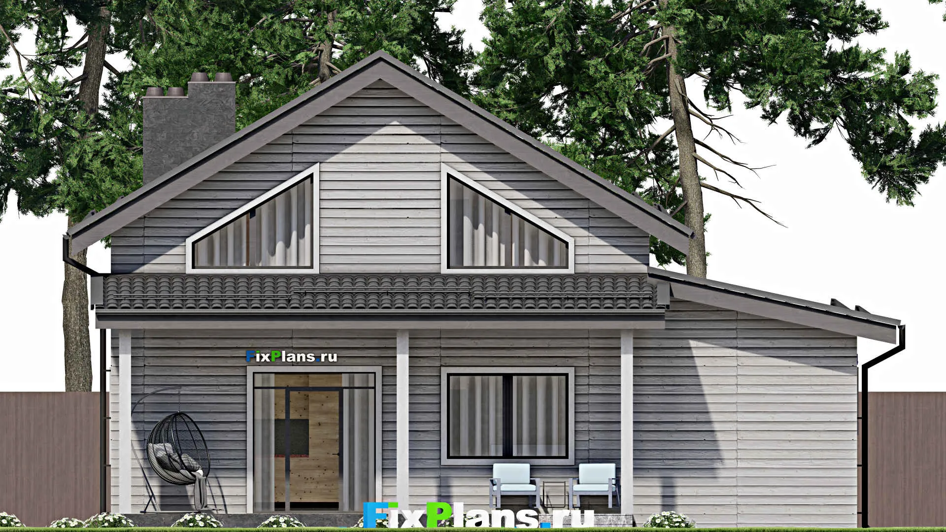 F-3068 - Планы дома с мансардой 11 на 13, площадью 170 м² с террасой, балконом, цокольным этажом, гаражом на 1 машину и 4 спальнями