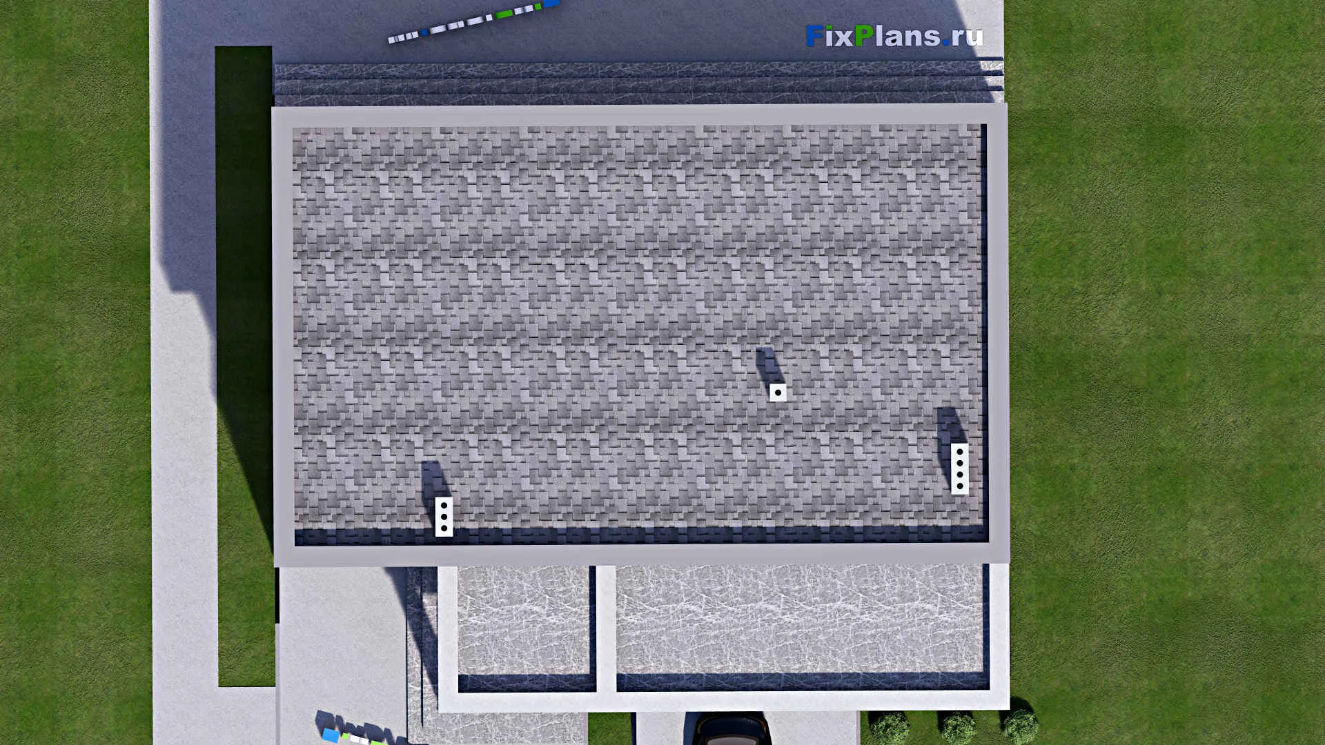 F-16163 - Планы двухэтажного дома 15 на 17, площадью 320 м² с террасой, балконом, гаражом на 2 машины и 4 спальнями