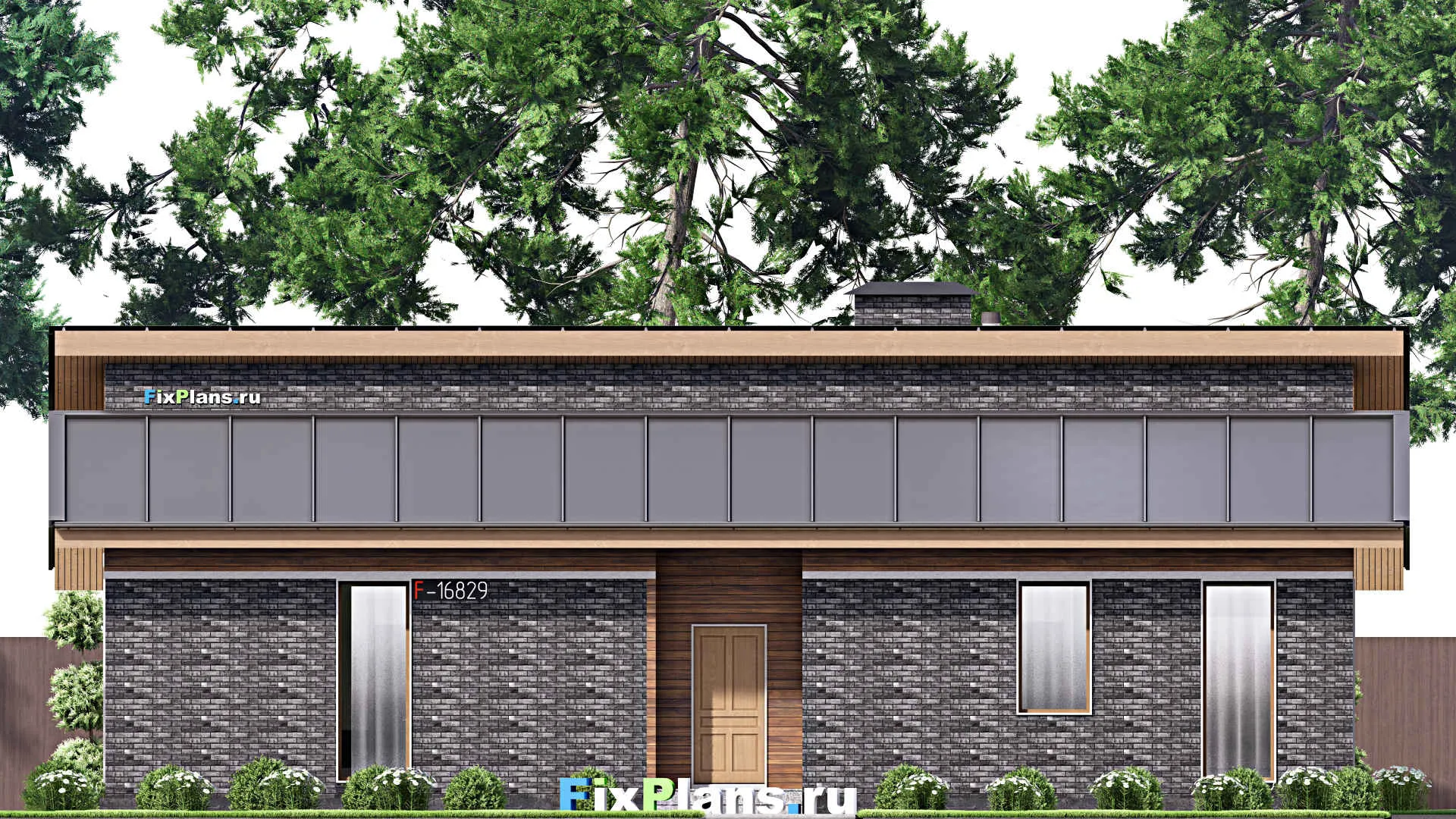 F-16829 - План одноэтажного дома 12 на 17, площадью 160 м² с террасой и 3 спальнями