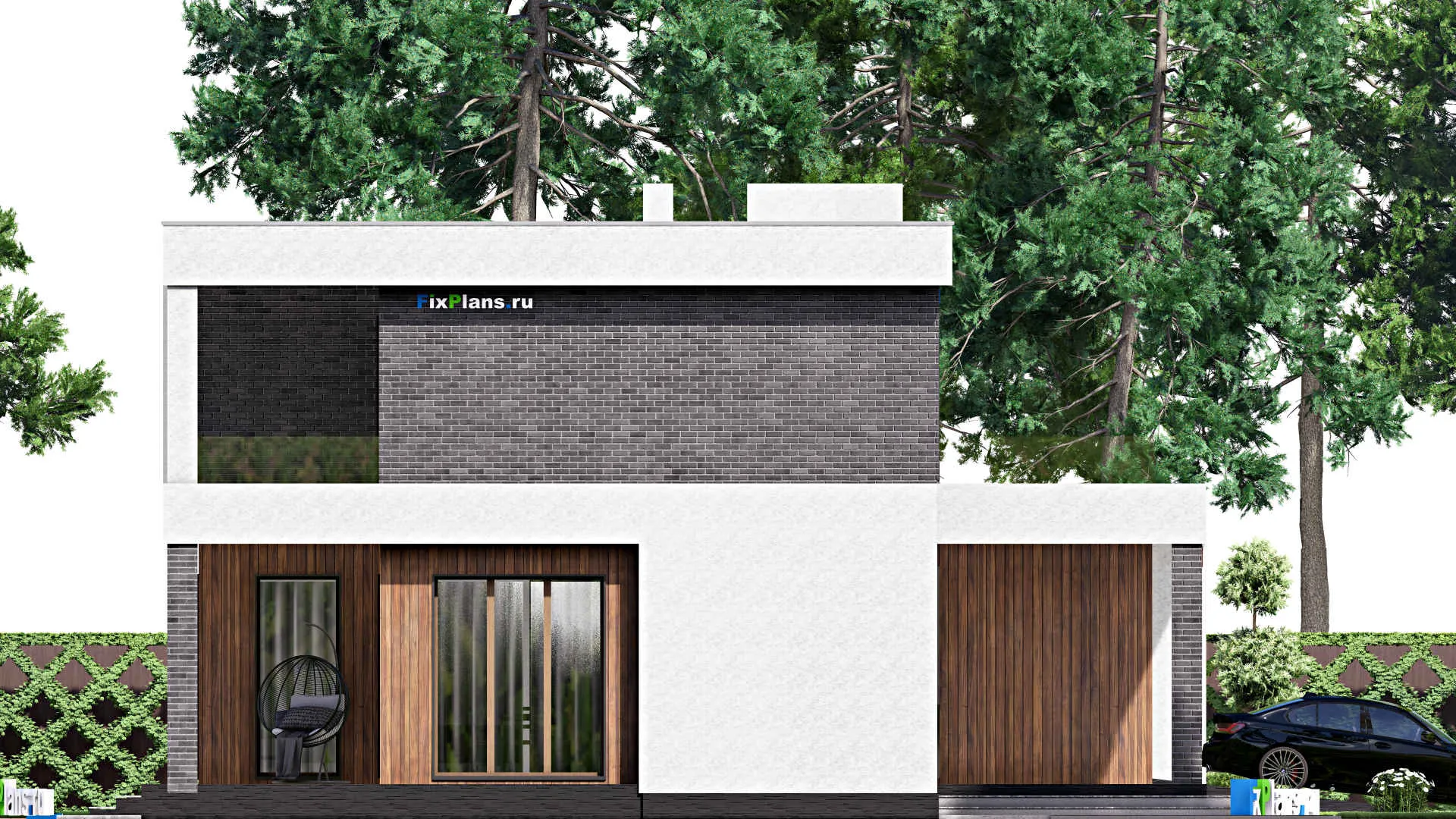 F-16163 - Планы двухэтажного дома 15 на 17, площадью 320 м² с террасой, балконом, гаражом на 2 машины и 4 спальнями