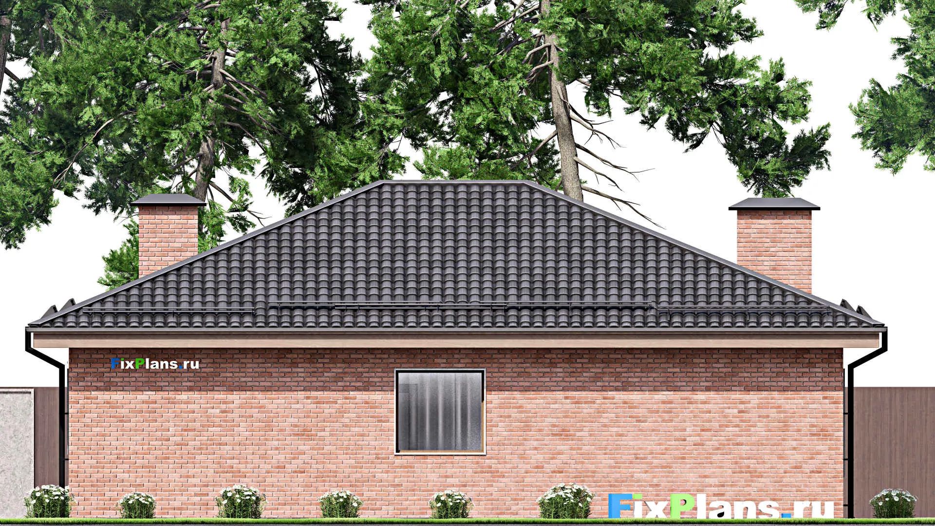 F-13490 - План одноэтажного дома 14 на 14, площадью 140 м² с 3 спальнями