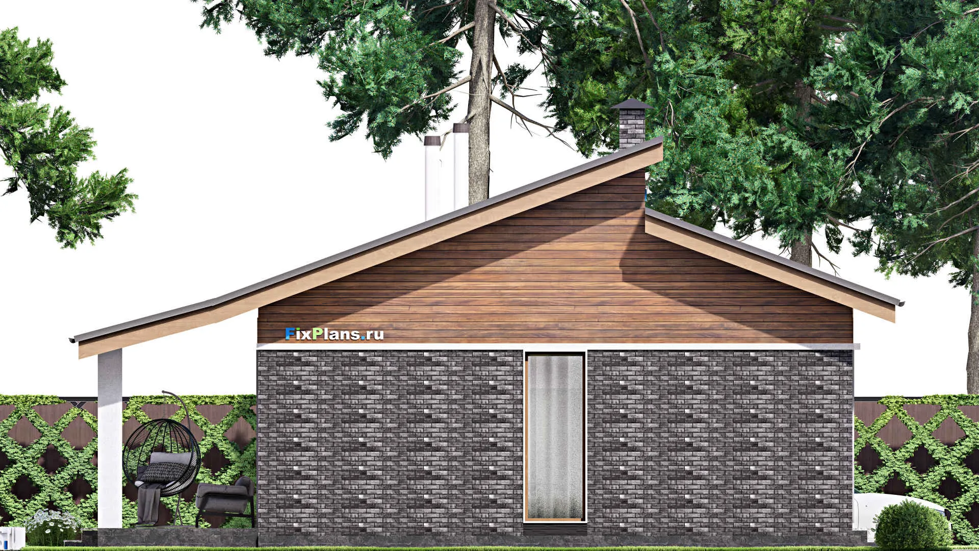F-16829 - План одноэтажного дома 12 на 17, площадью 160 м² с террасой и 3 спальнями