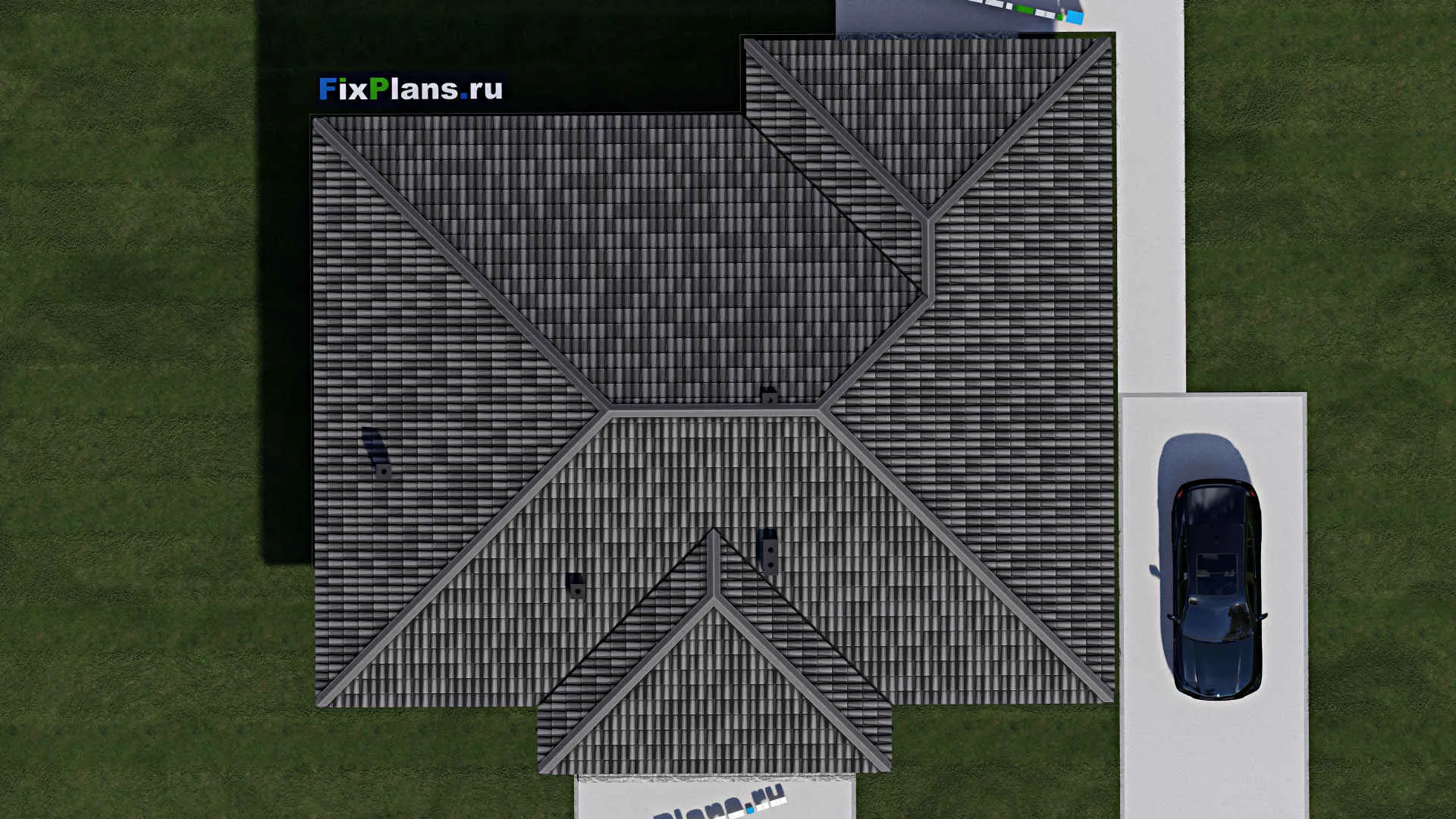 F-1286 - Проект одноэтажного дома 12 на 16, площадью 170 м² с террасой и 3 спальнями