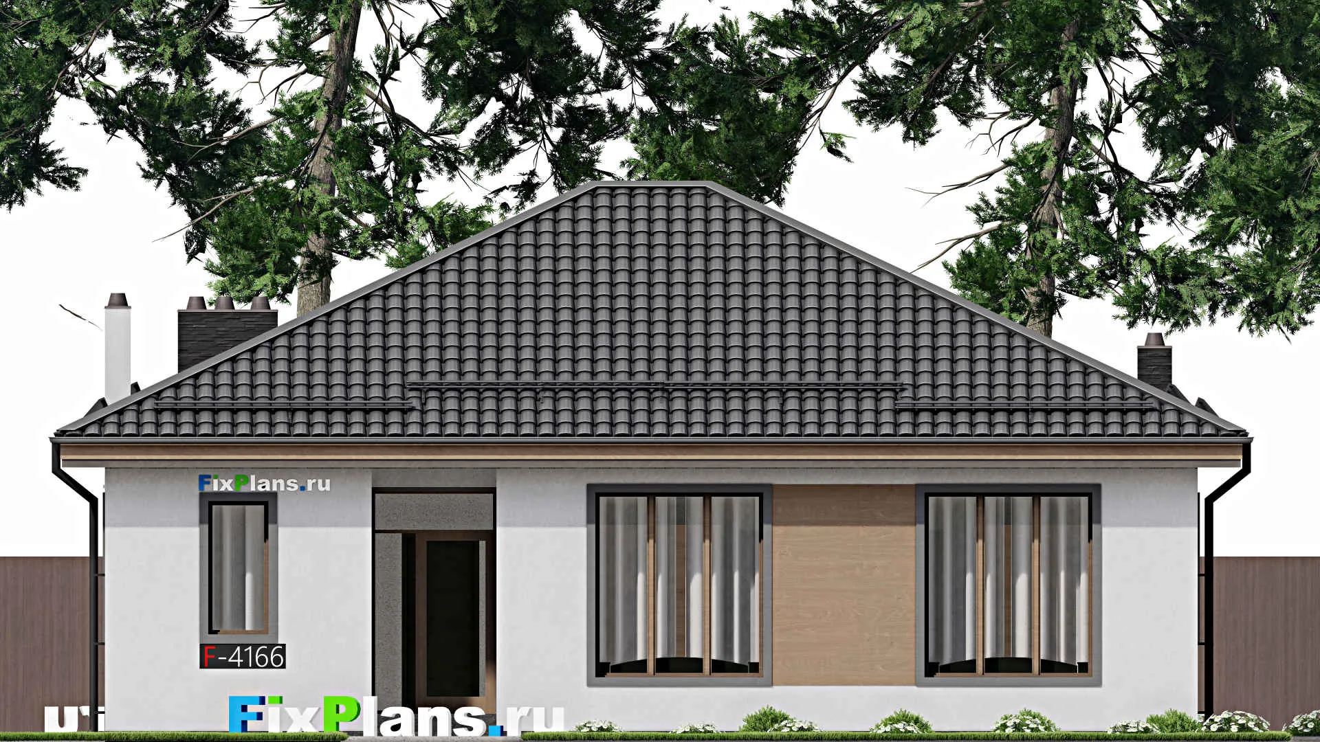 F-4166 - Проект одноэтажного дома 12 на 13, площадью 130 м² с 4 спальнями