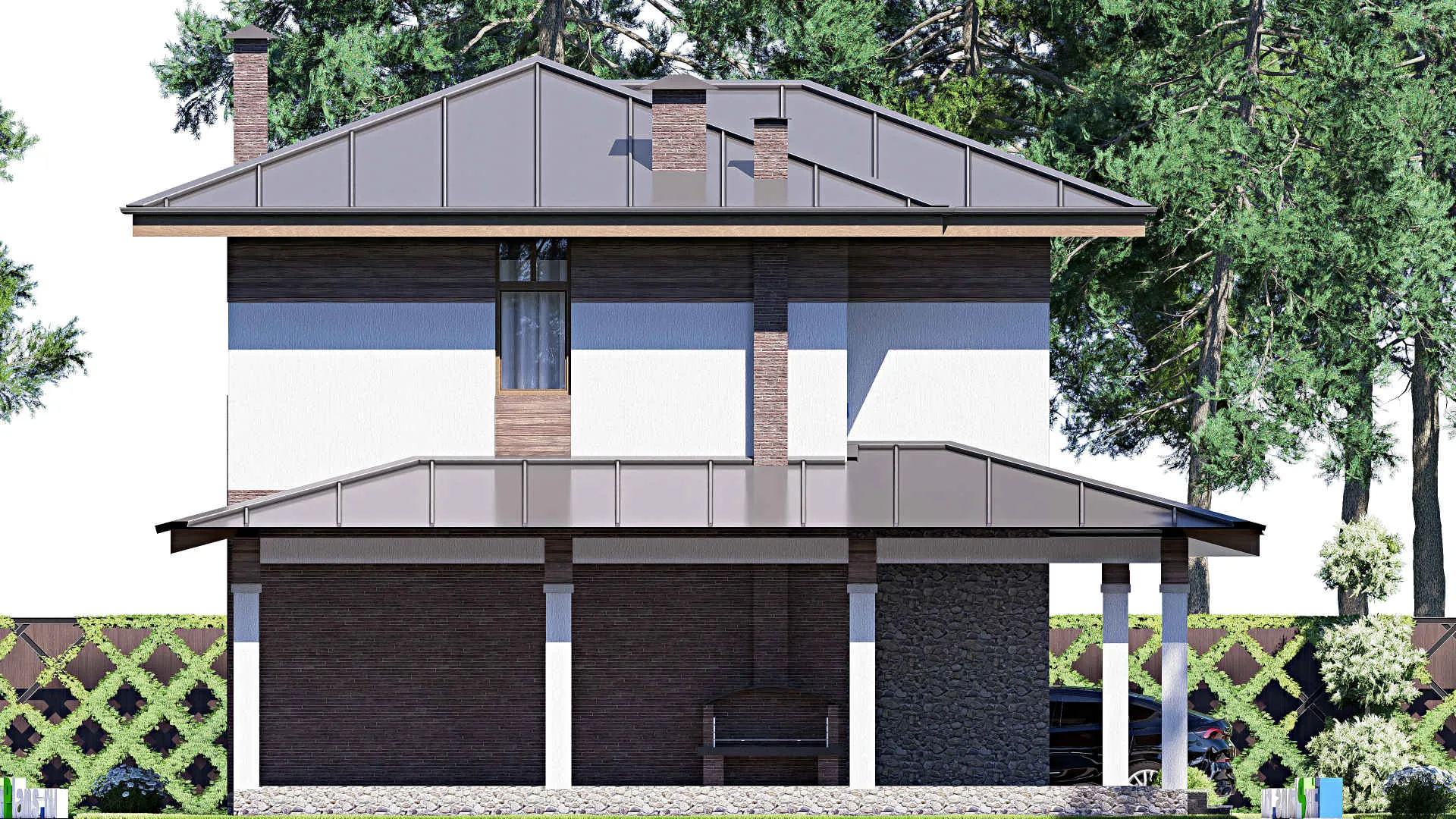 F-17783 - Проект двухэтажного дома 12 на 15, площадью 210 м² с террасой и 4 спальнями