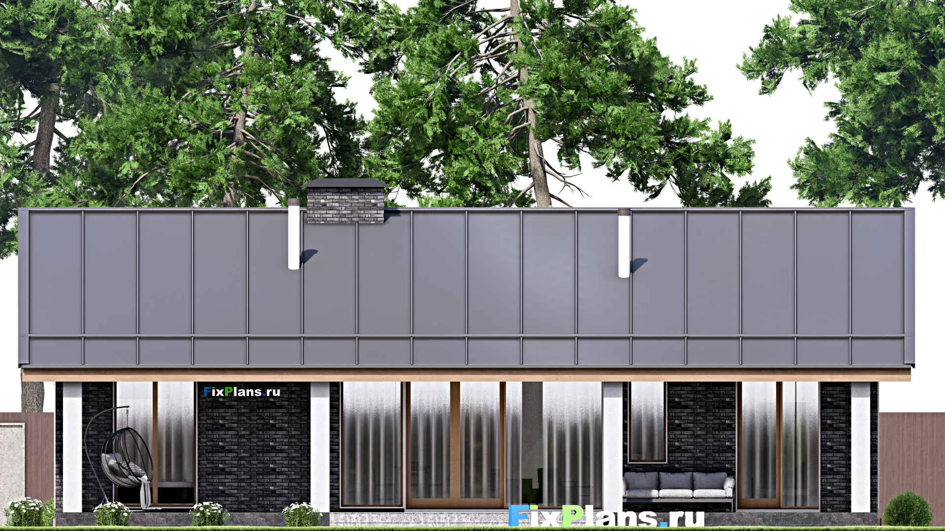 F-16829 - План одноэтажного дома 12 на 17, площадью 160 м² с террасой и 3 спальнями