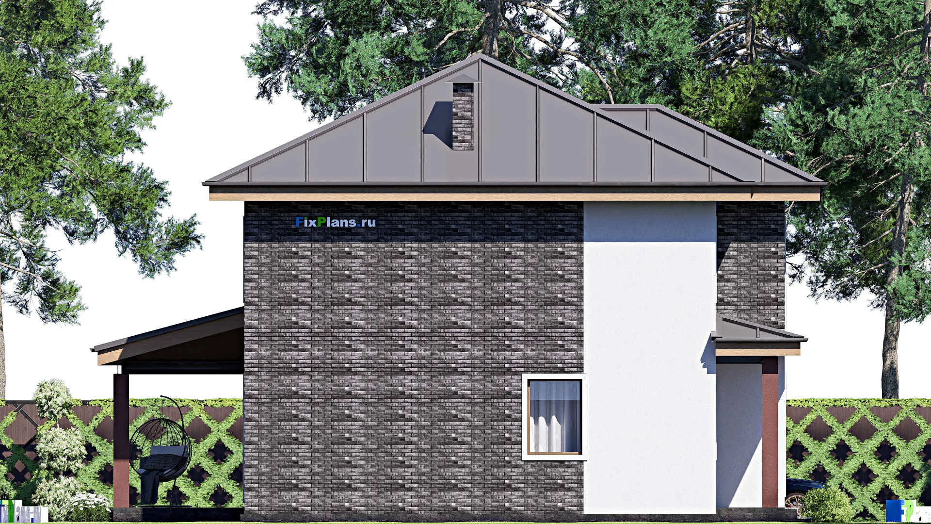 F-17414 - Планы двухэтажного дома 12 на 13, площадью 160 м² с террасой и 4 спальнями