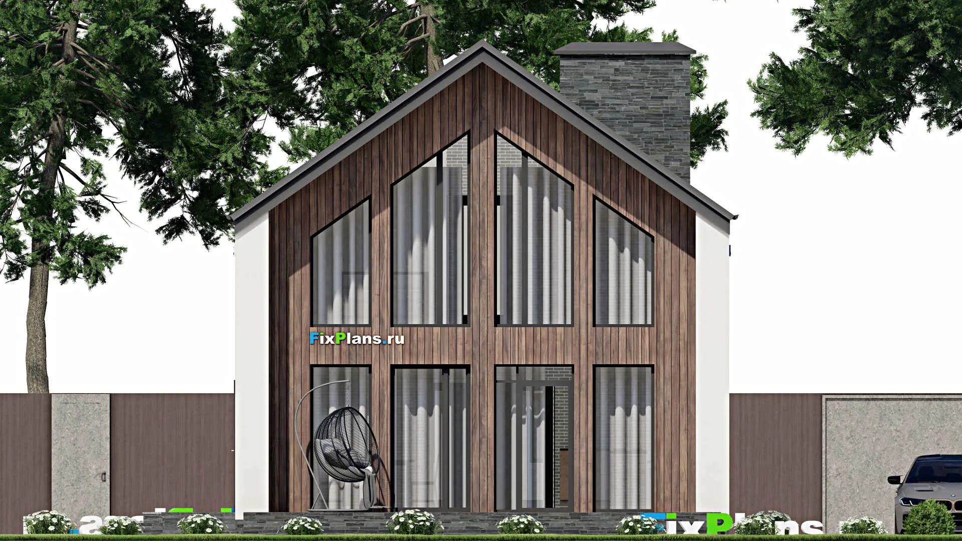 F-5651 - Проект дома с мансардой 9 на 15, площадью 160 м² с террасой и 2 спальнями