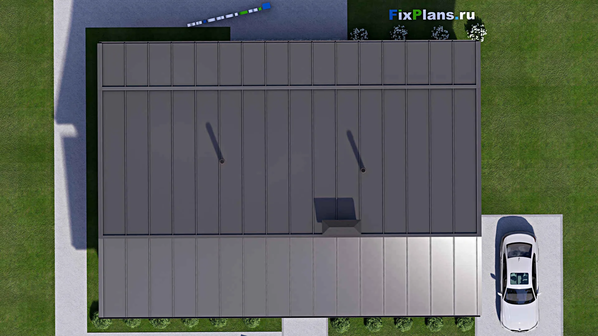 F-16829 - План одноэтажного дома 12 на 17, площадью 160 м² с террасой и 3 спальнями