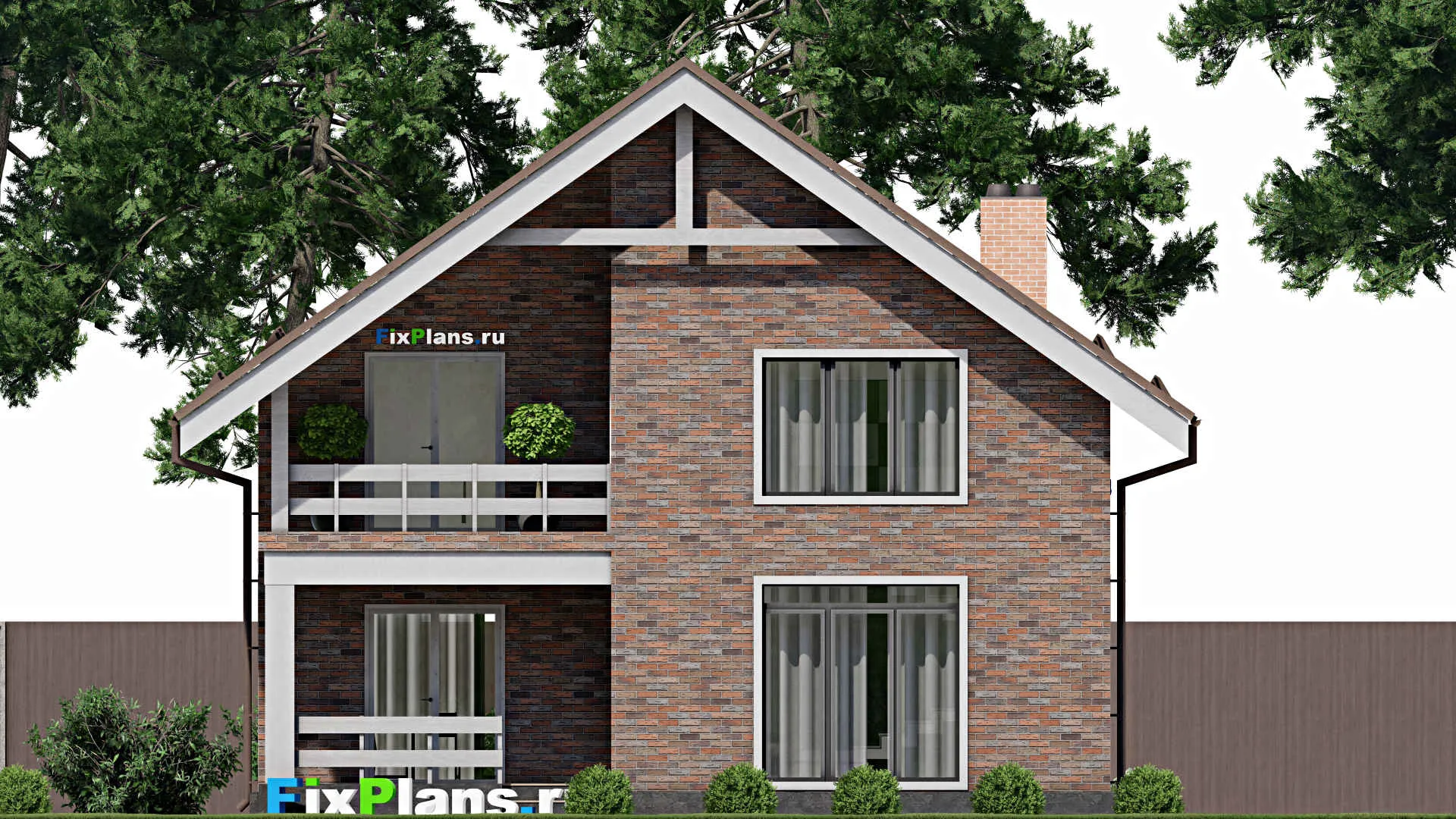 F-2285 - Проект дома с мансардой 11 на 11, площадью 160 м² с террасой, балконом и 3 спальнями