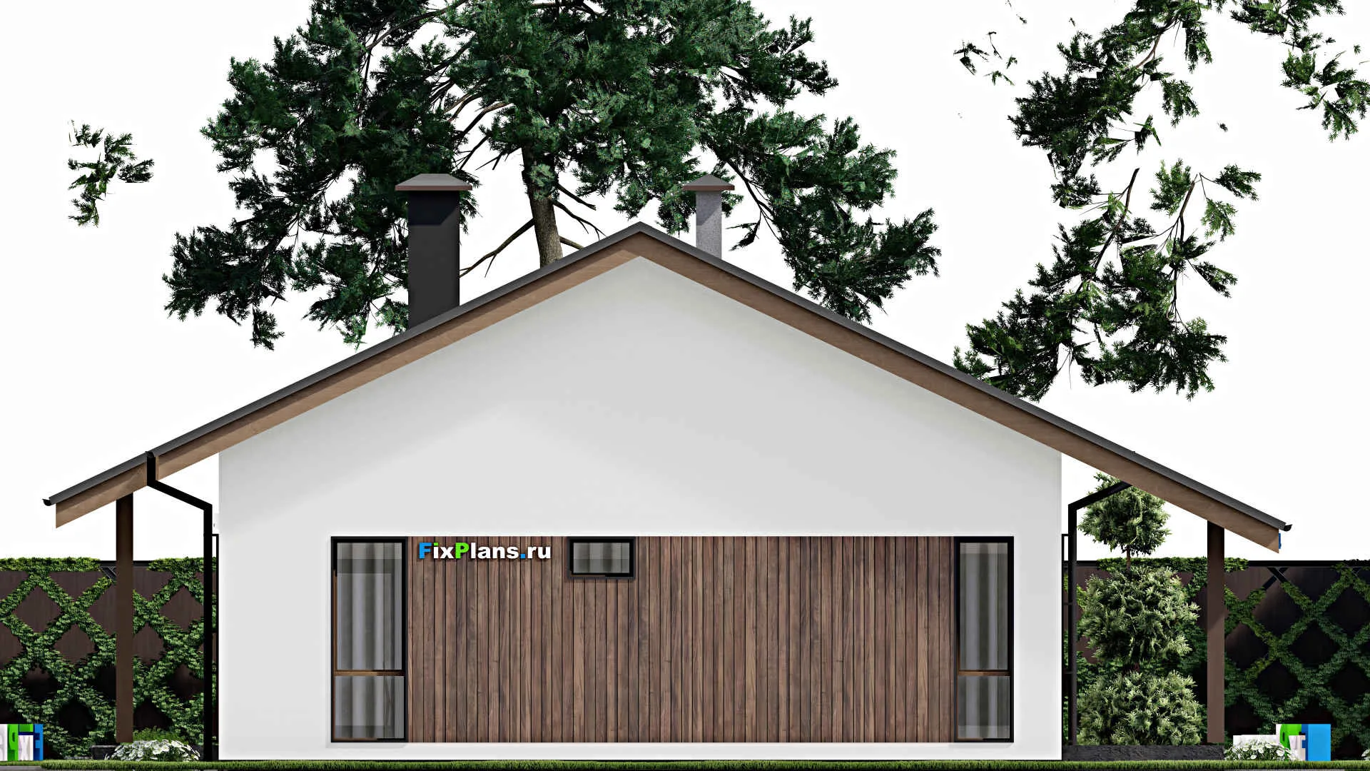 F-11411 - Проект одноэтажного дома 13 на 17, площадью 160 м² с террасой и 4 спальнями