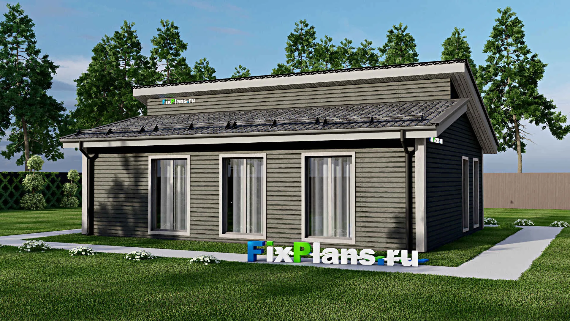 F-7001 - План одноэтажного дома 10 на 12, площадью 90 м² с 3 спальнями