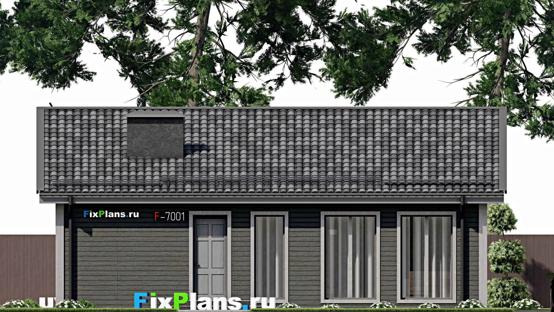 F-7001 - План одноэтажного дома 10 на 12, площадью 90 м² с 3 спальнями