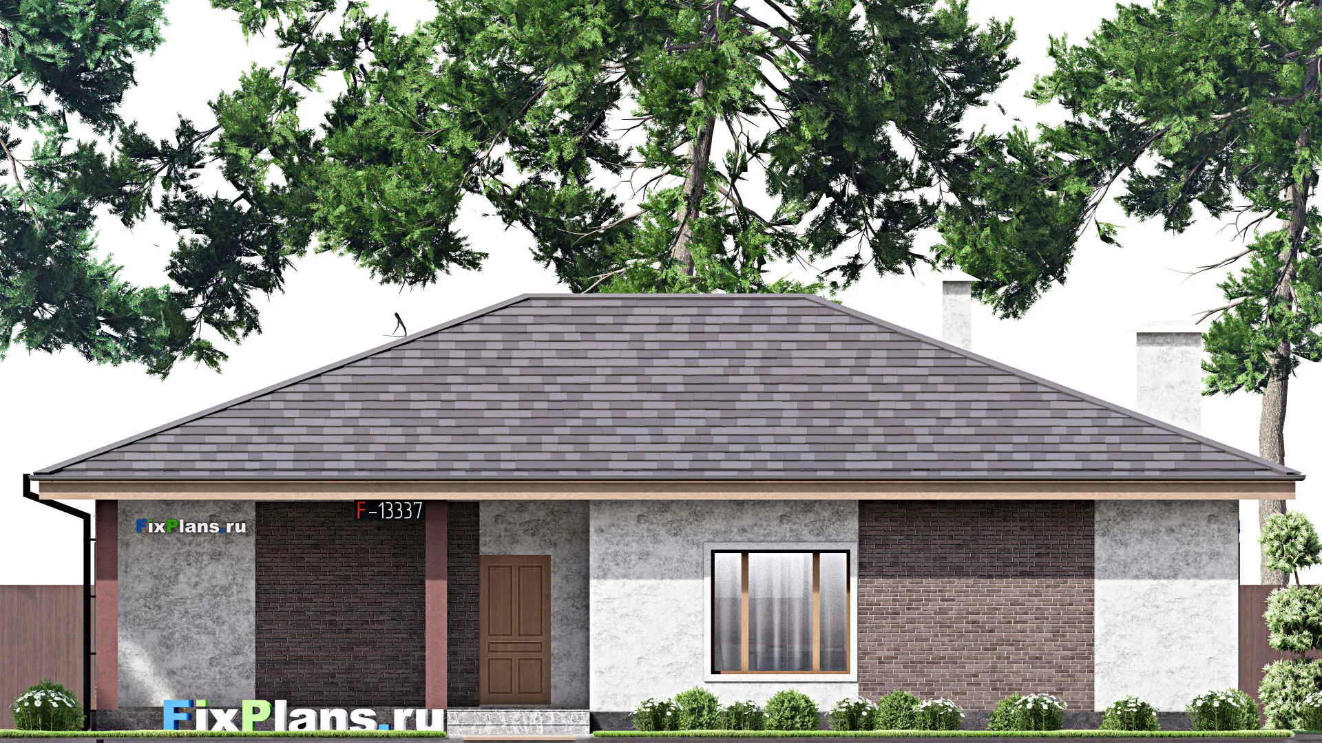 F-13337 - Проект одноэтажного дома 13 на 17, площадью 160 м² с 5 спальнями