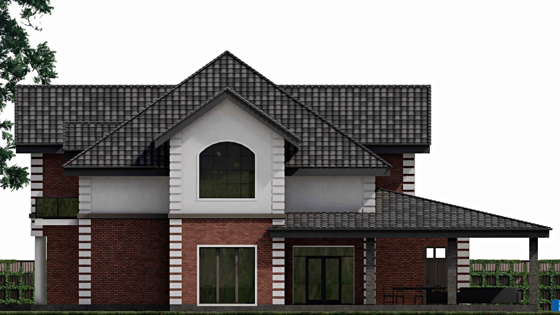 F-0926 - Проект дома с мансардой 19 на 22, площадью 510 м² с террасой и 4 спальнями