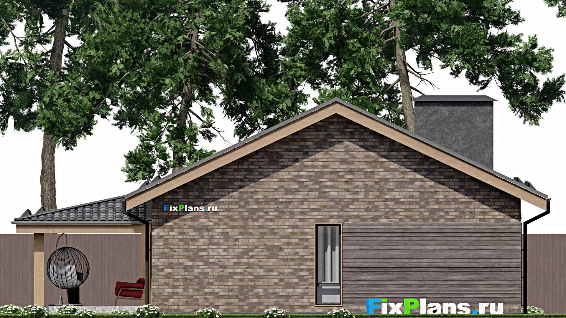 F-5102 - Проект одноэтажного дома 11 на 17, площадью 180 м² с террасой и 3 спальнями