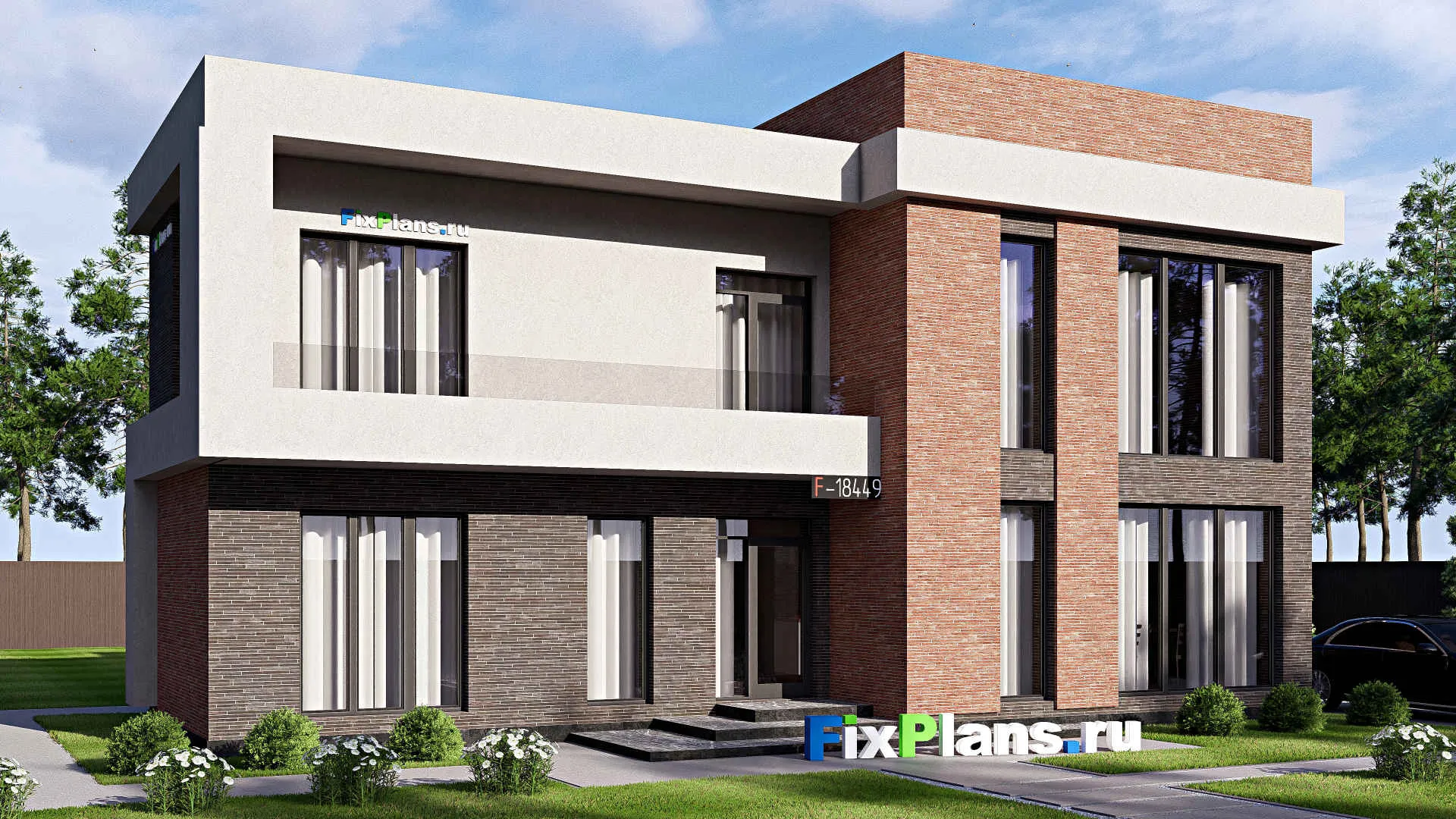 F-18449 - Проект двухэтажного дома 7 на 15, площадью 130 м² с балконом и 4 спальнями