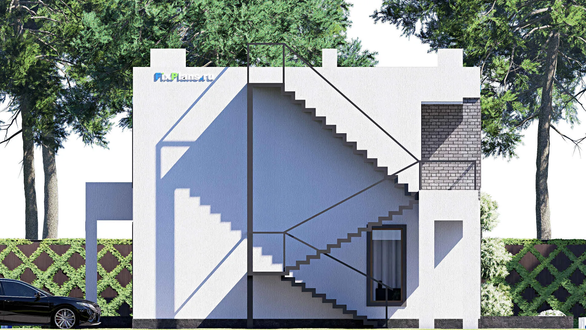 F-20015 - Планы двухэтажного дома 12 на 13, площадью 150 м² с террасой, балконом и 3 спальнями