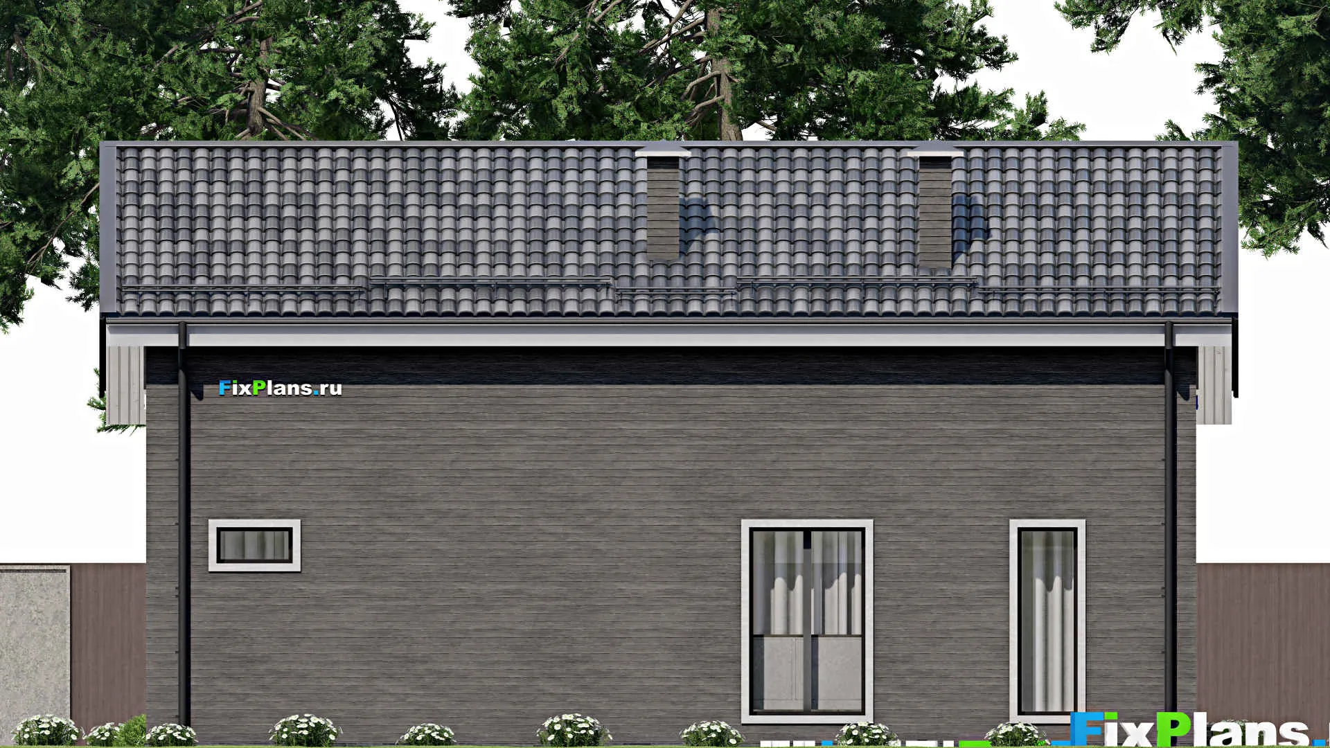 F-6623 - Проект дома с мансардой 11 на 14, площадью 180 м² с террасой и 3 спальнями