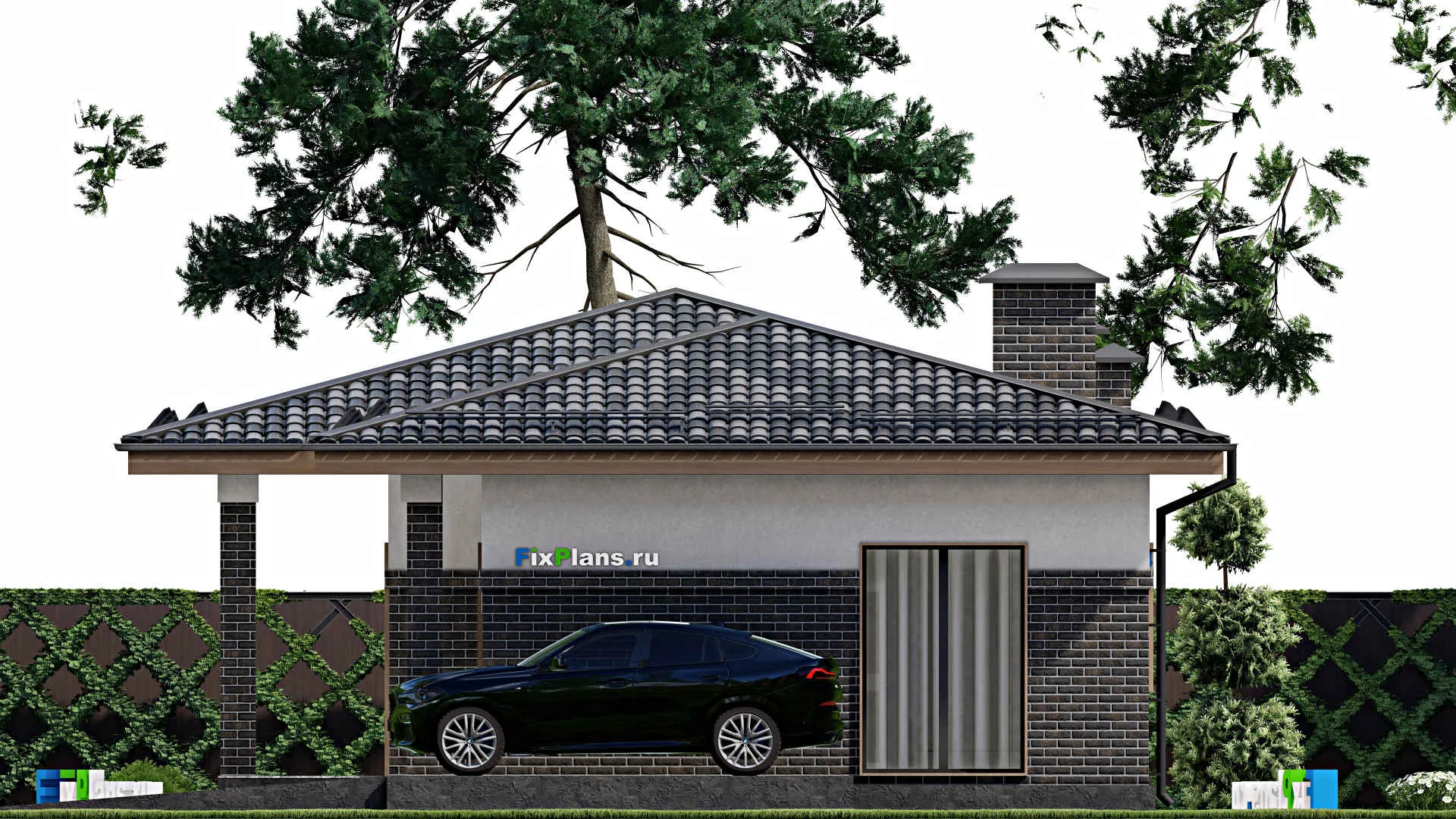 F-7271 - Проект одноэтажного дома 10 на 24, площадью 170 м² с террасой и 2 спальнями