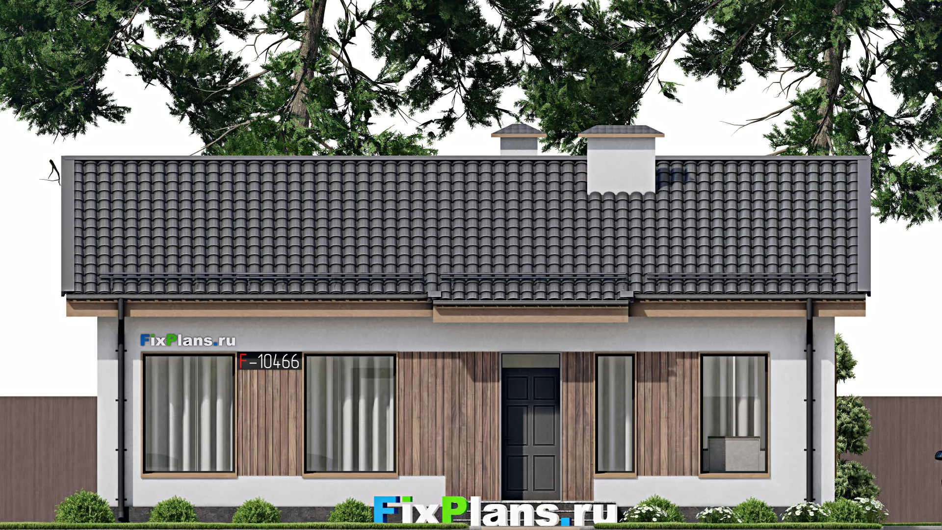 F-10466 - План одноэтажного дома 10 на 12, площадью 80 м² с 3 спальнями