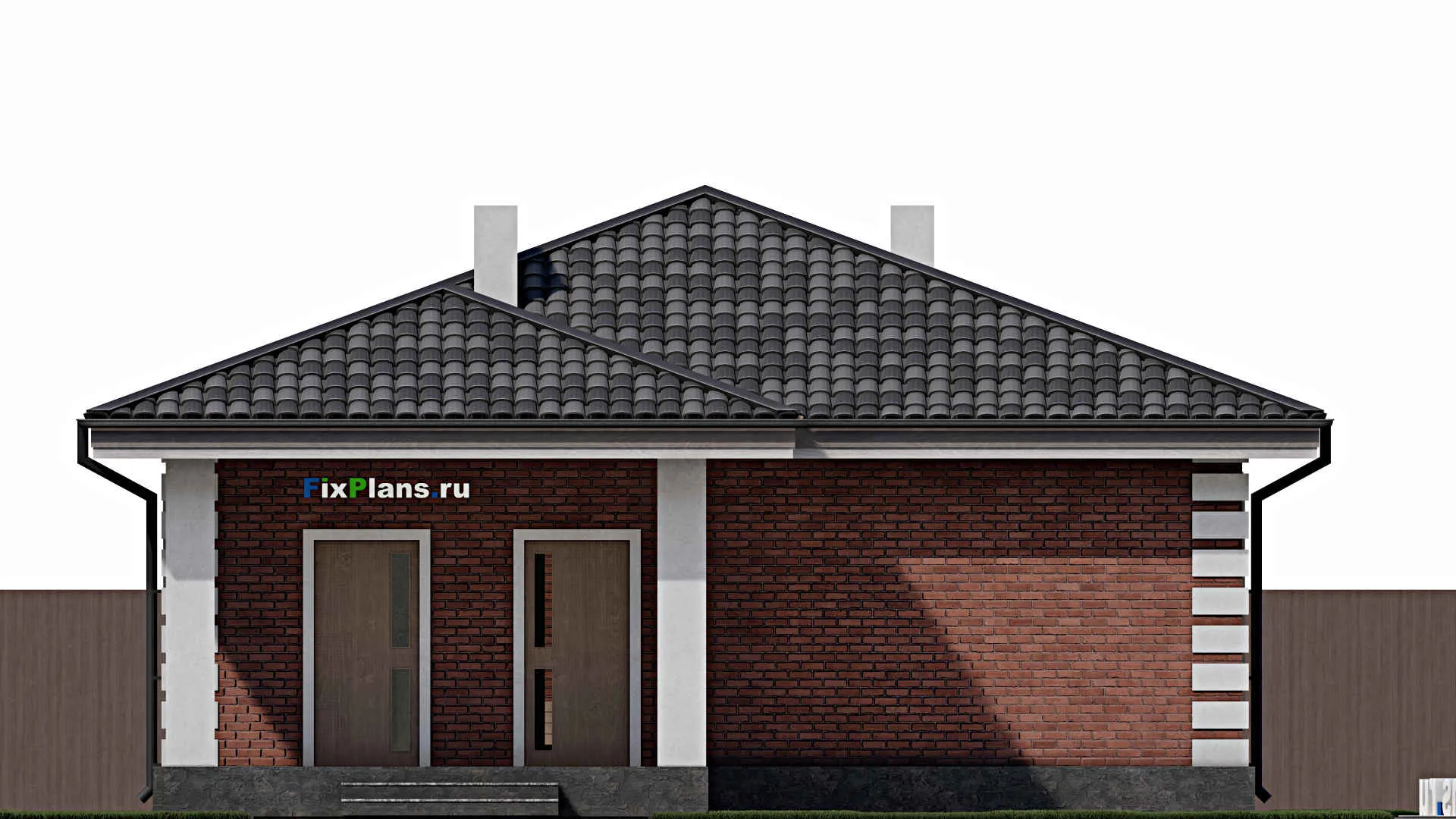 F-1655 - План одноэтажного дома 10 на 14, площадью 150 м² с террасой и 3 спальнями